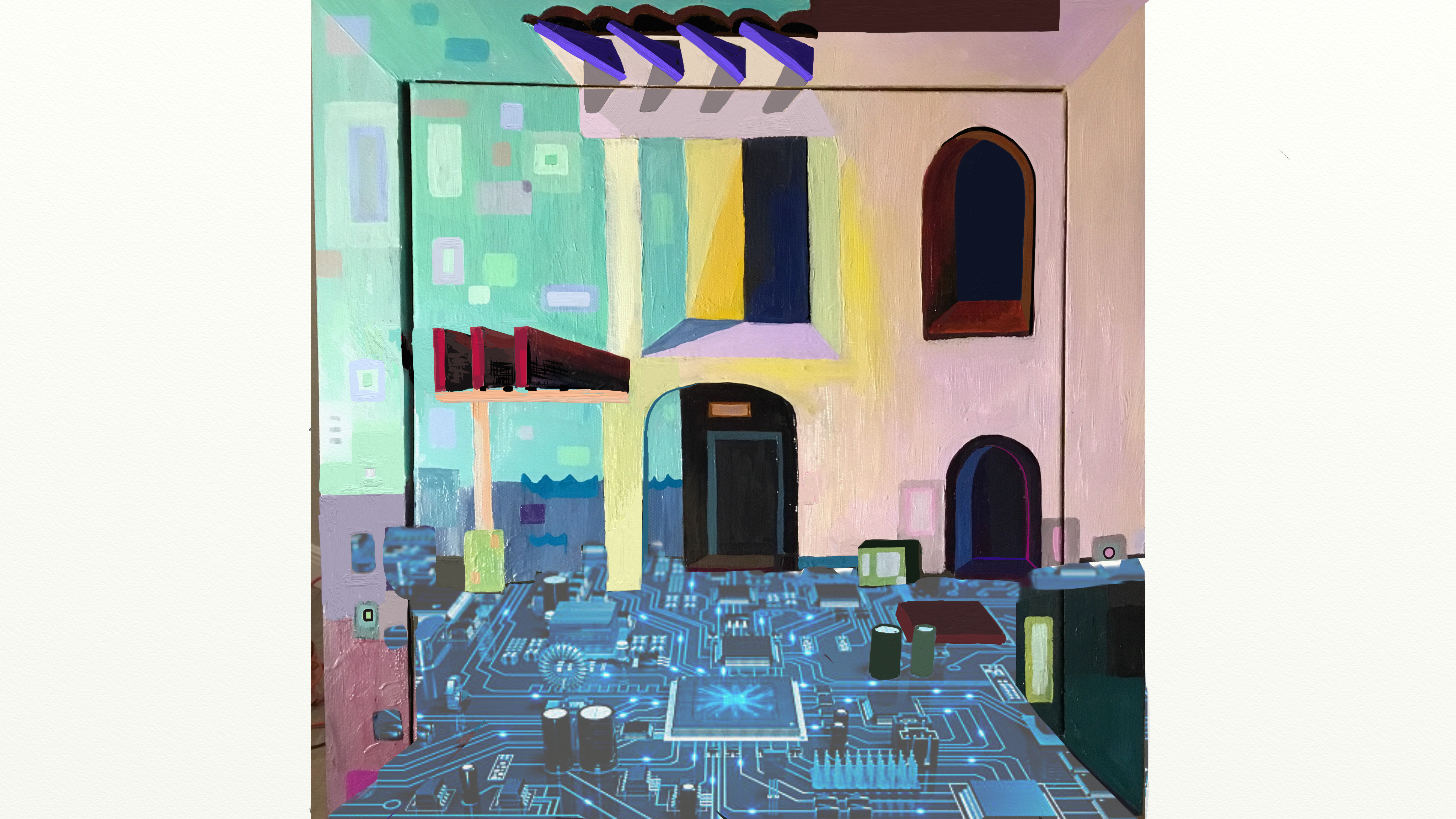 The Relationship between Bob Dylan playing electric guitar at the Newport Jazz Festival with Shoosty Plein-Air Painting