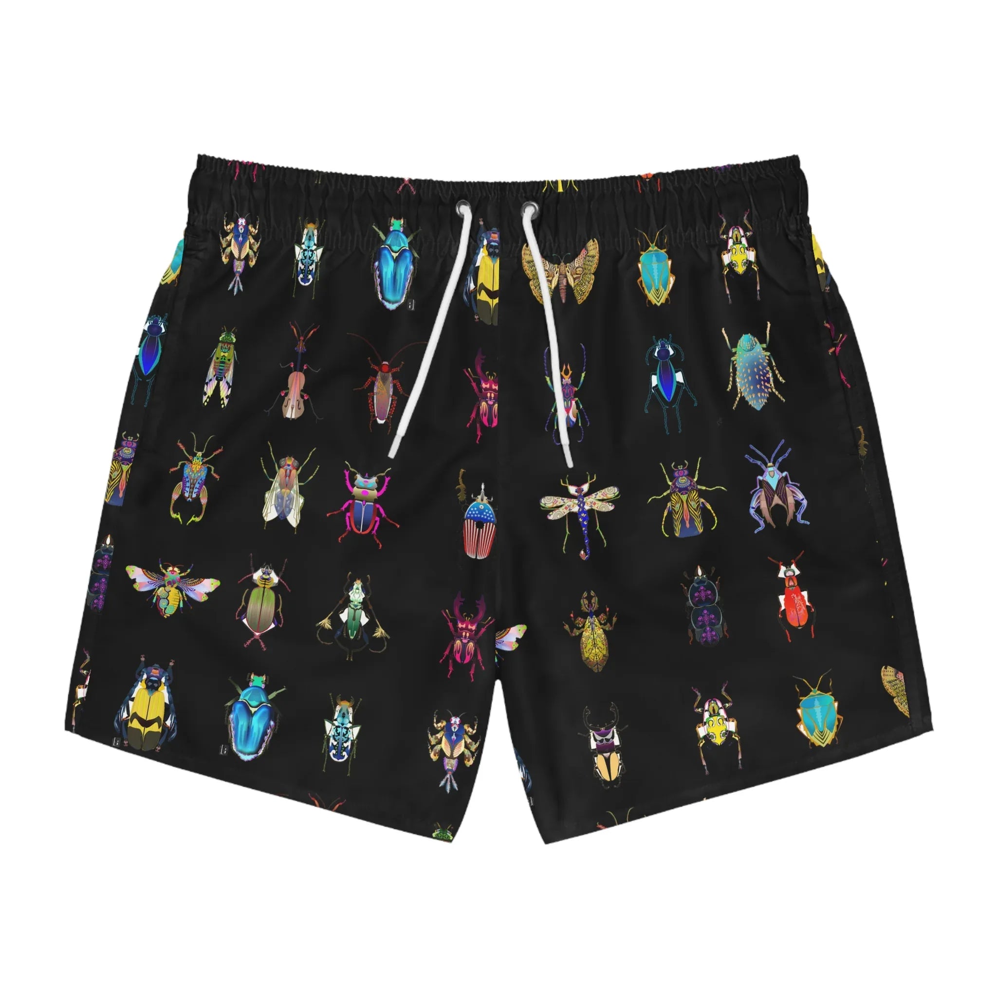 Shoosty® Bugs Black Swim Trunks (AOP) 3XL Seam thread color automatically matched to design - Wearable Fine Art by Shoosty