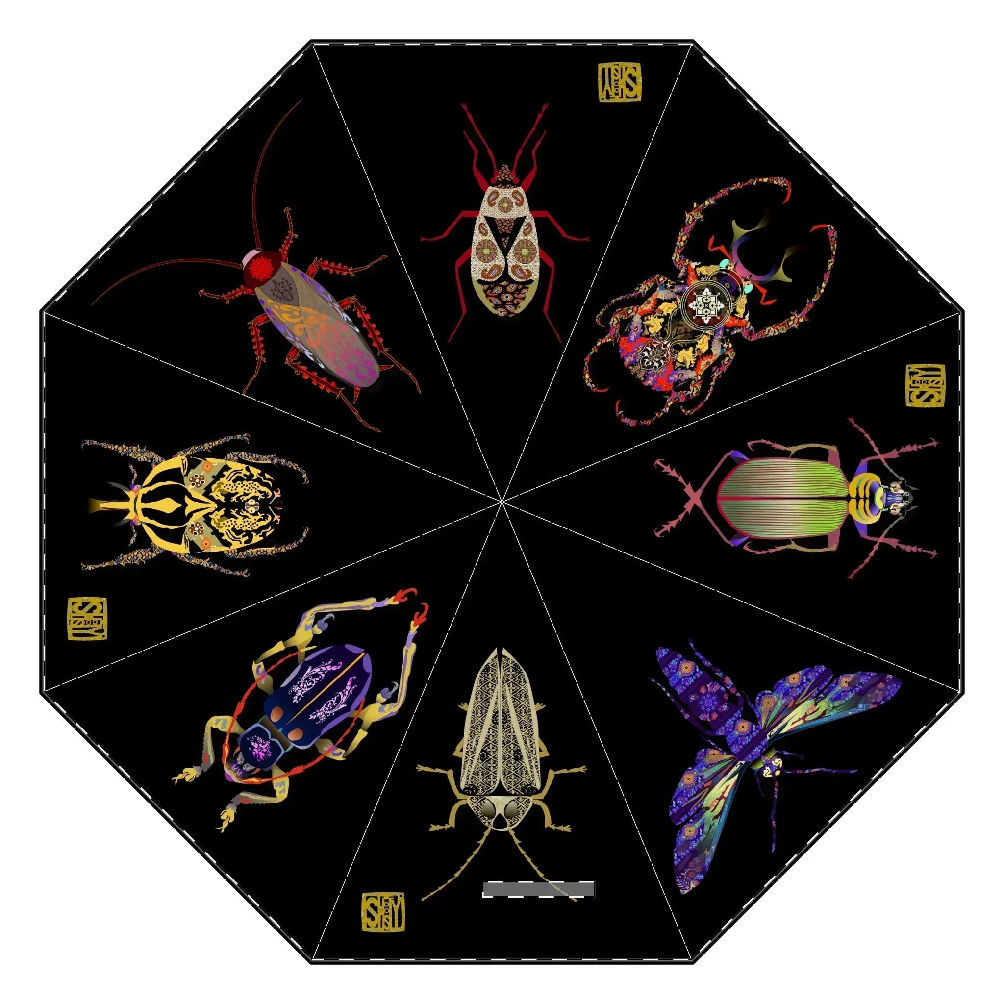 An Assortment of Shoosty Bugs Semi-Automatic Foldable Umbrella One size - Wearable Fine Art by Shoosty