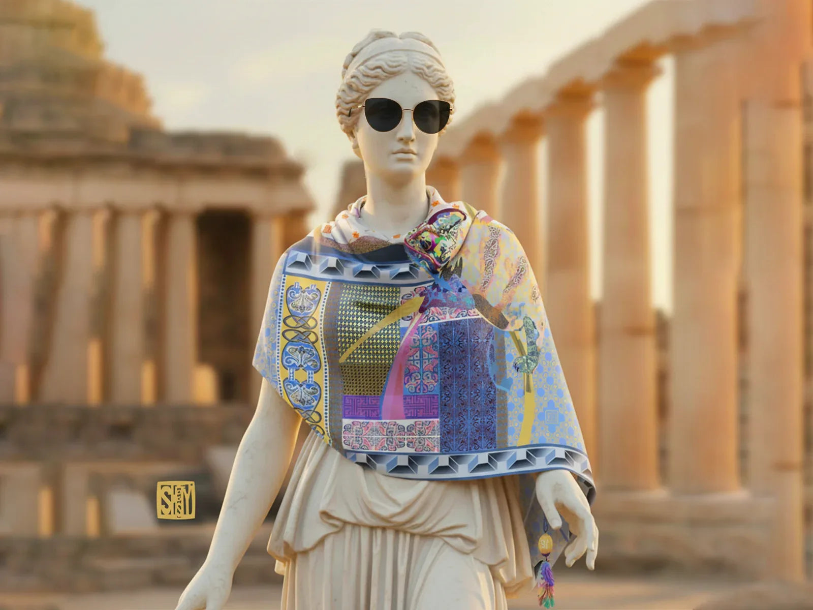 Chromatic Chameleon Fine Art Fabric Scarf - Wearable Fine Art by Shoosty