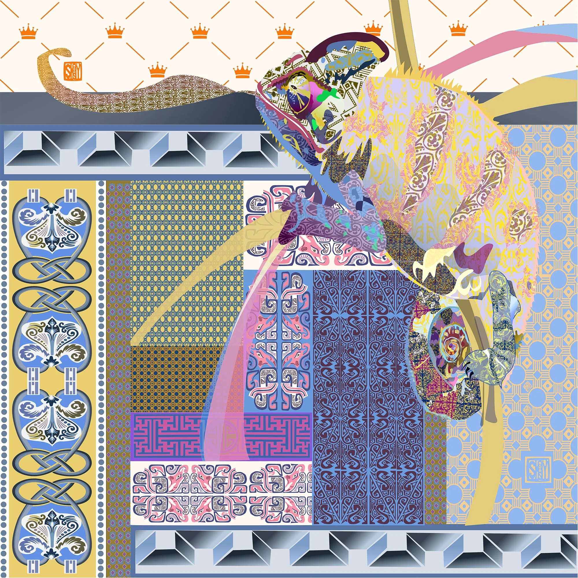 Chromatic Chameleon Fine Art Fabric Scarf - Wearable Fine Art by Shoosty