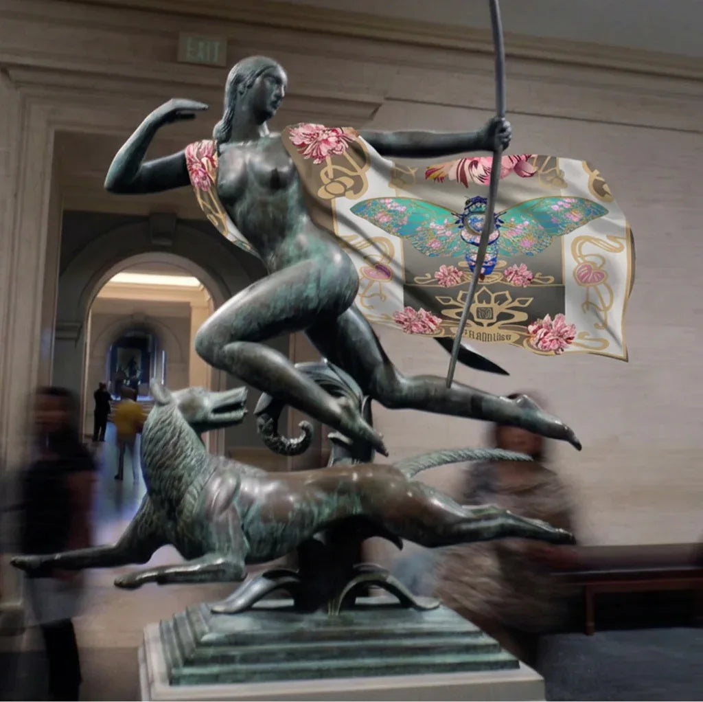 The Golden and Purple Cicada Scarf as Fine Art - Wearable Fine Art by Shoosty