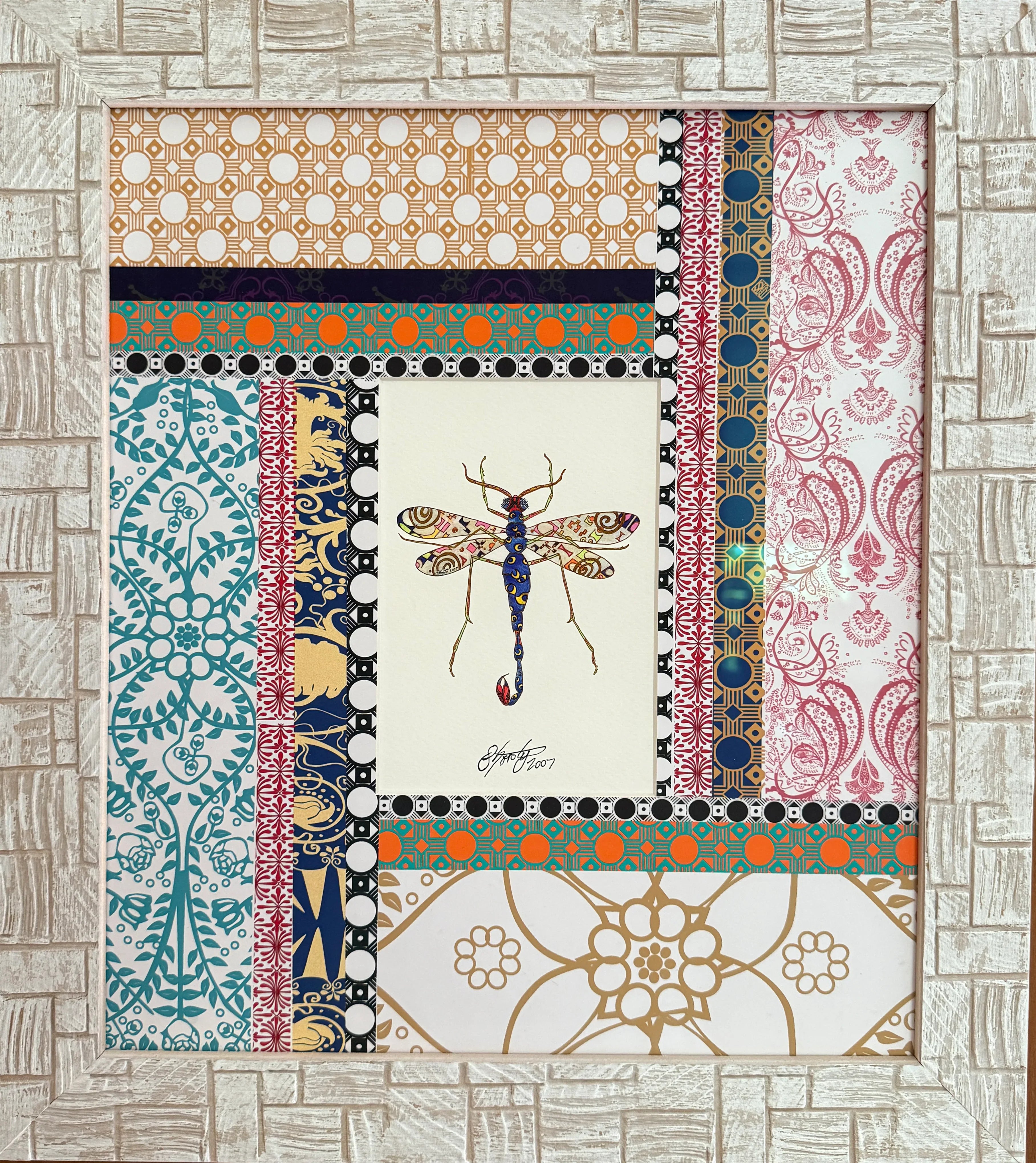 Framed Scorpion Dragonfly with Artful Mat - Wearable Fine Art by Shoosty