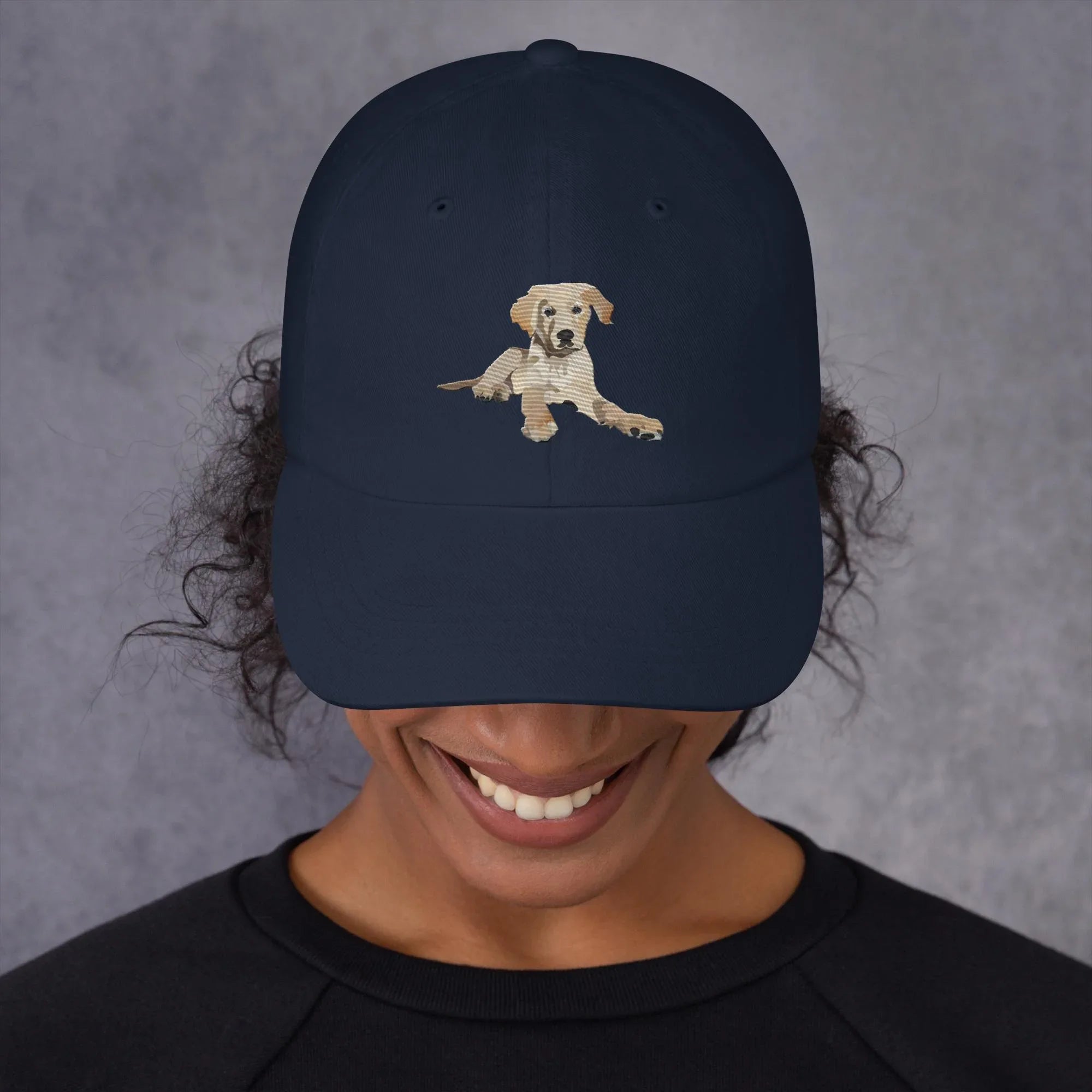 Benny Puppy Dad hat Navy - Wearable Fine Art by Shoosty