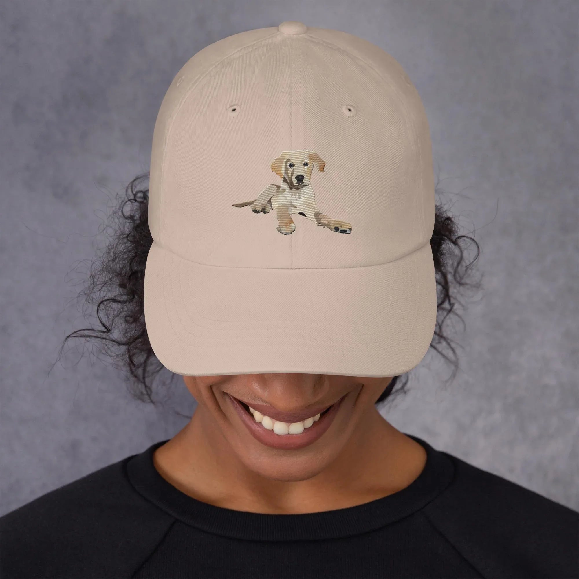 Benny Puppy Dad hat Stone - Wearable Fine Art by Shoosty