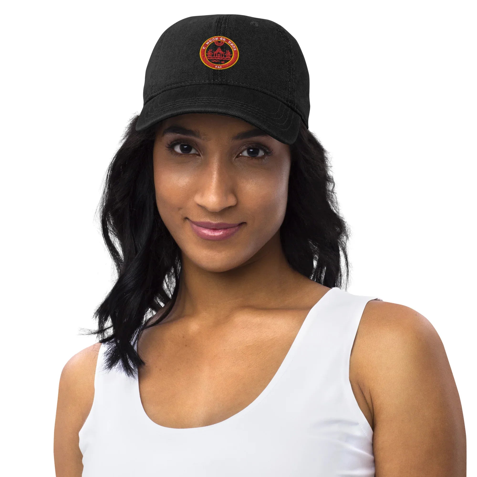 Common Grounds Denim Hat Black - Wearable Fine Art by Shoosty
