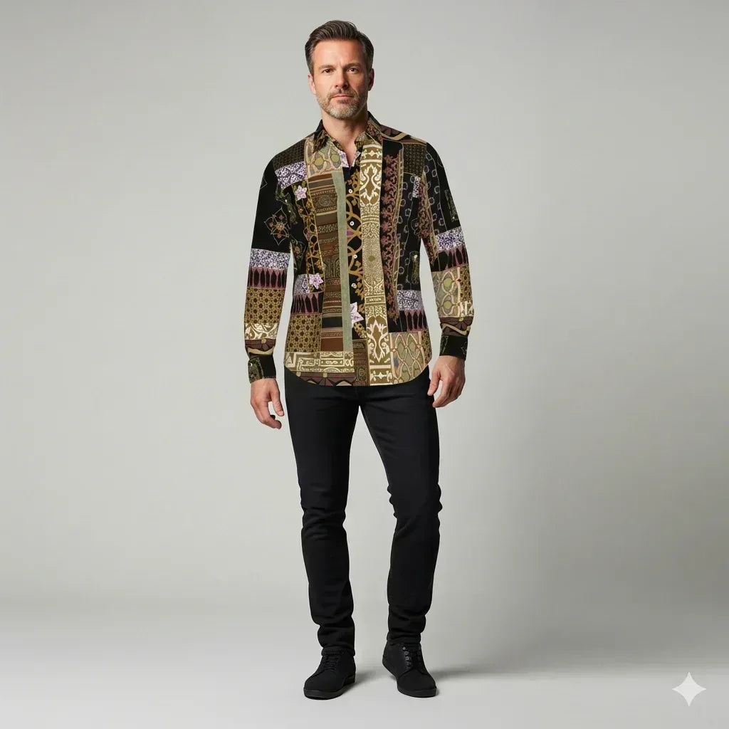 Andre Collection Dress Shirt with French Collar – Button-Up Unisex Shirt in Pima Cotton Poplin - Wearable Fine Art by Shoosty