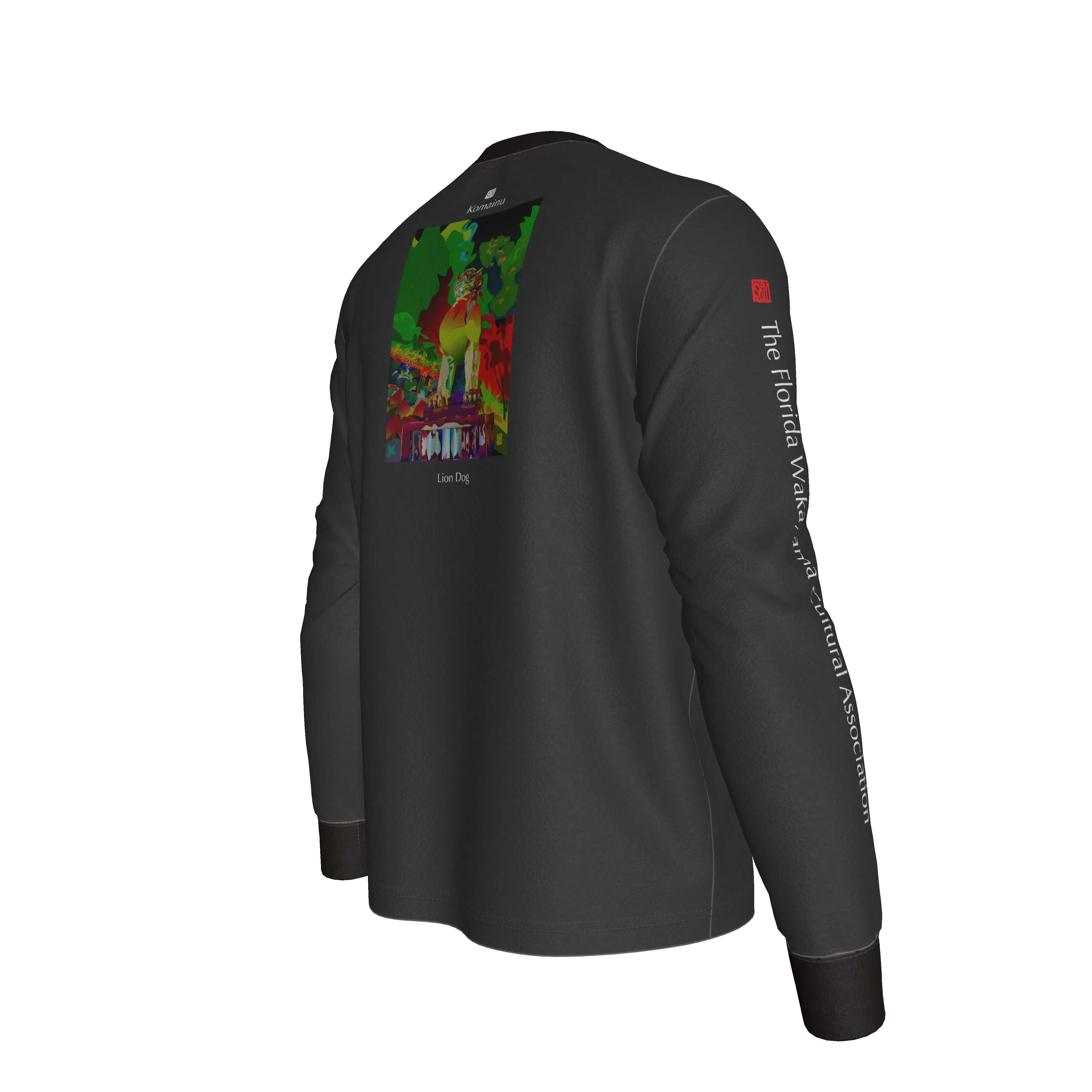 Komainu / Lion Dog - V2 Long Sleeve Henley – Limited Edition Shoosty Artist Series - Wearable Fine Art by Shoosty