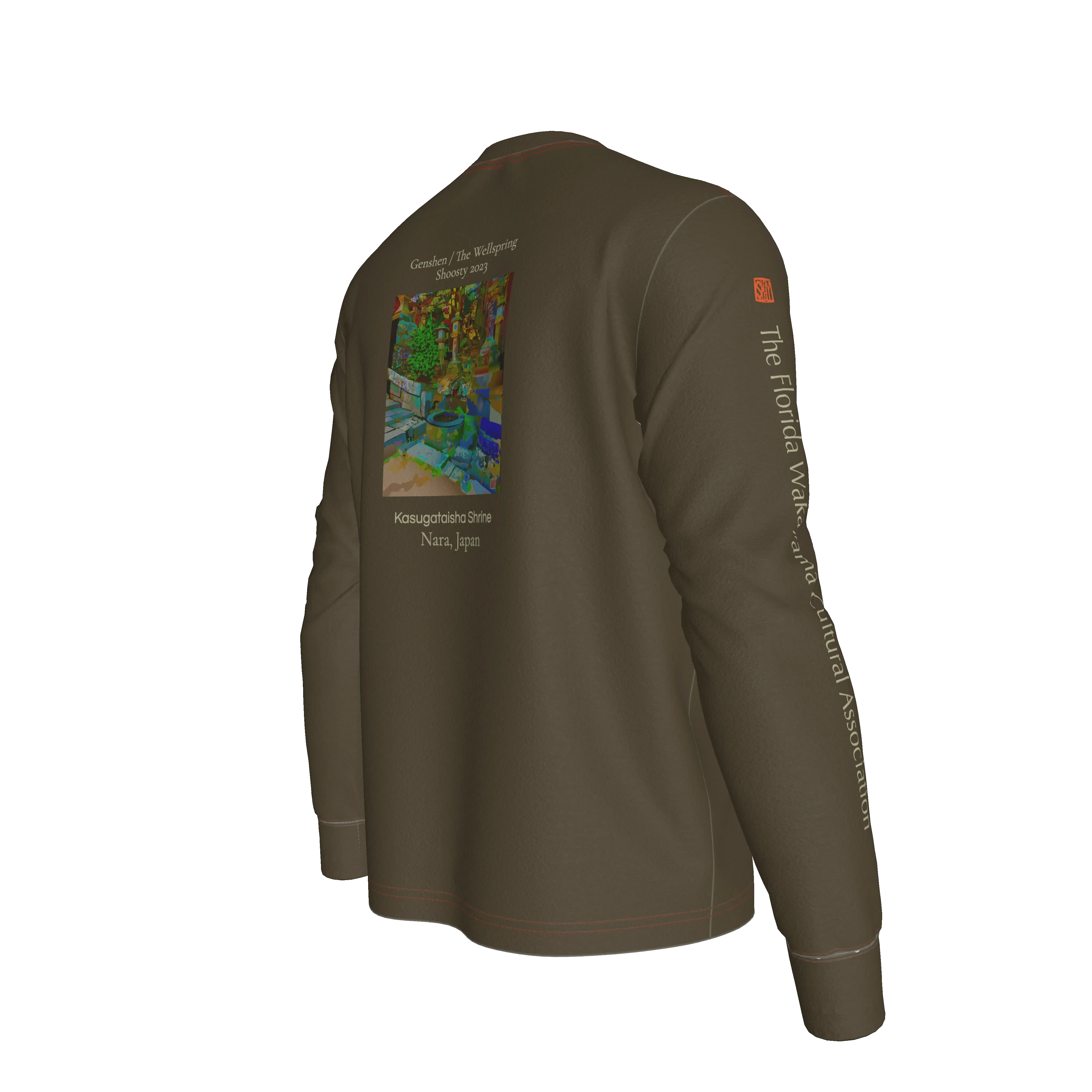 Kasugataisha Shrine Wellspring Long Sleeve Henley T-Shirt - Wearable Fine Art by Shoosty