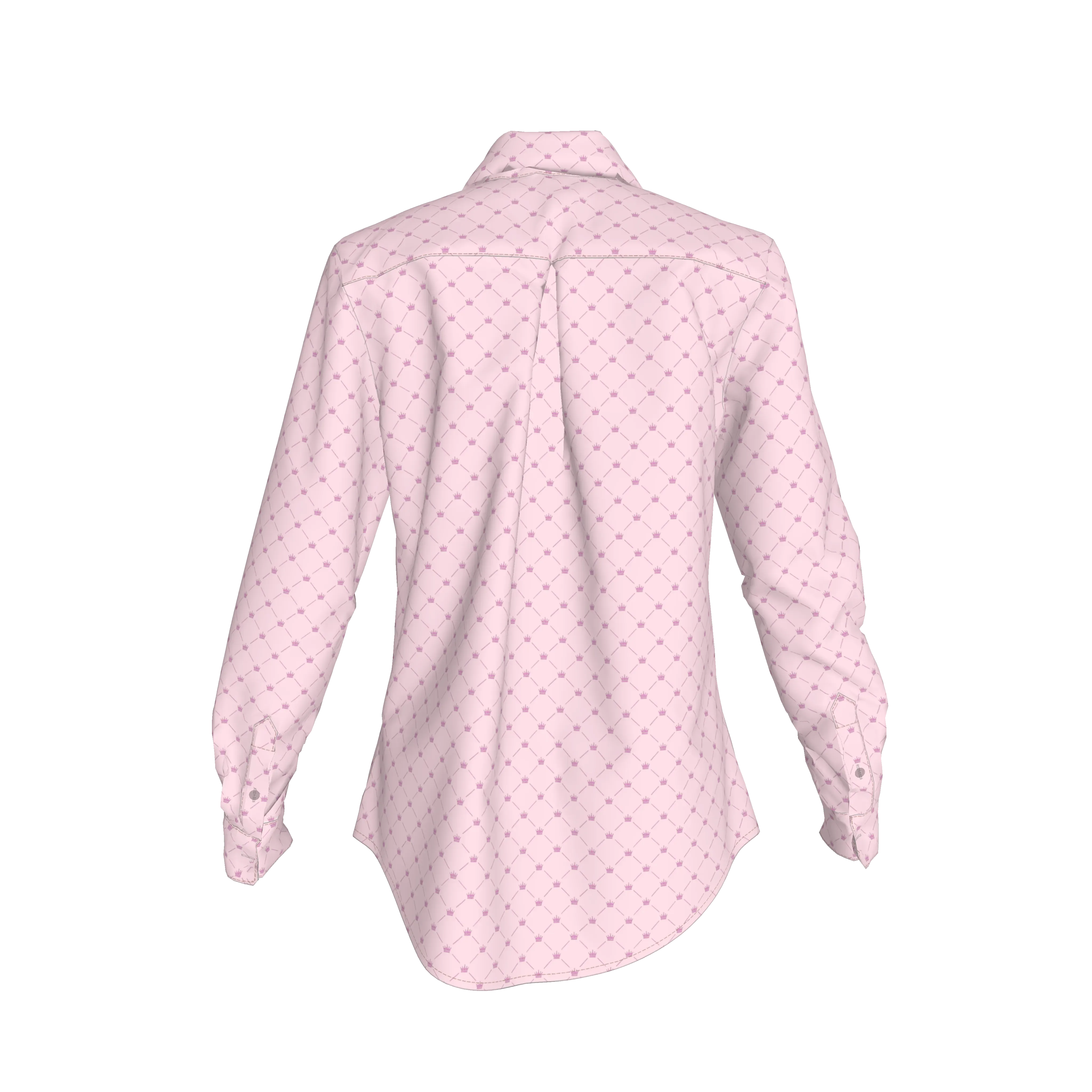 Crown and Lines Royal Pink Soft-Structured Linen Button Front Women's Shirt - Wearable Fine Art by Shoosty