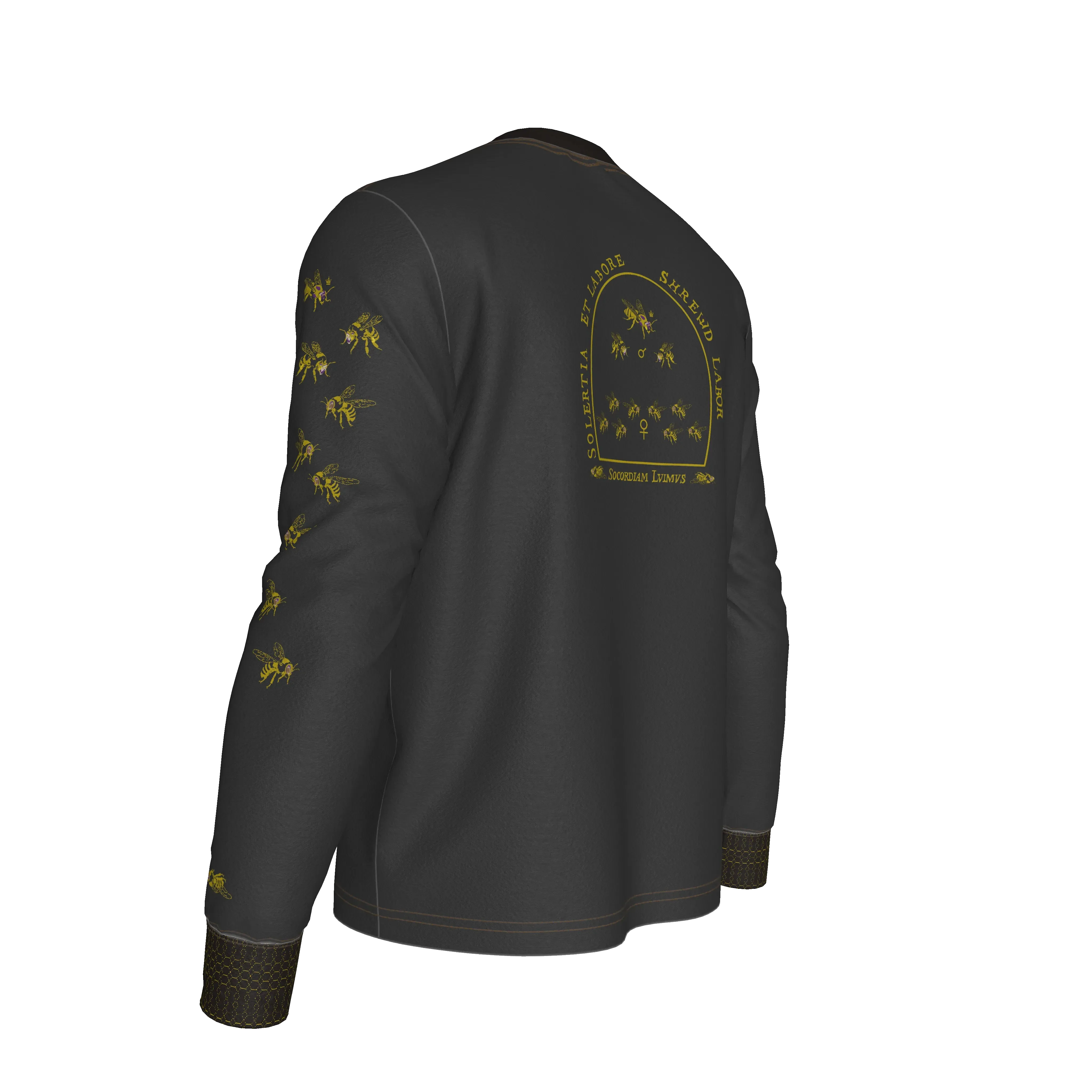 Bee Hierarchy Long Sleeve Henley T-Shirt – Limited Edition Shoosty Artist Series - Wearable Fine Art by Shoosty