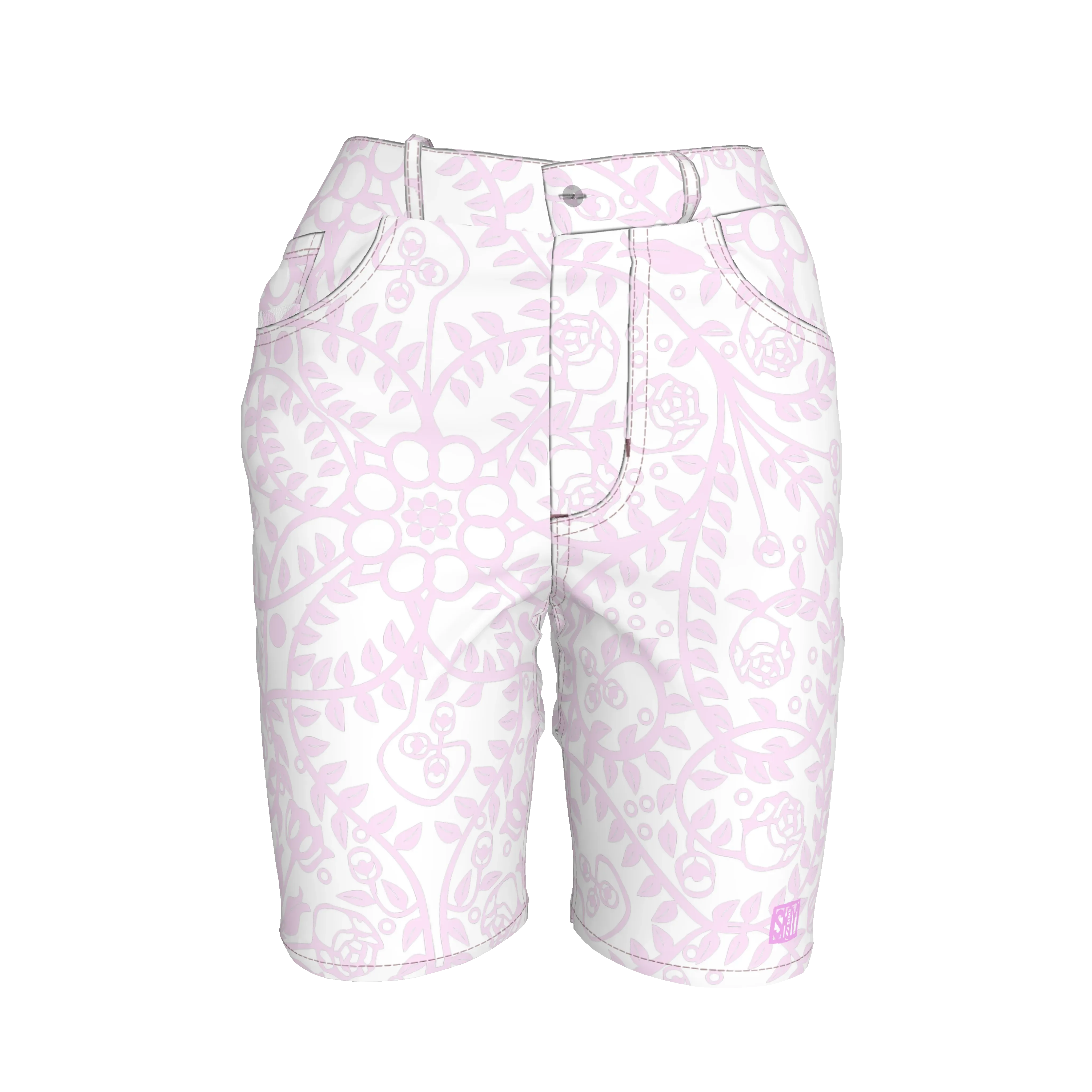 Shoosty Pink Slim Jeans Shorts - Wearable Fine Art by Shoosty