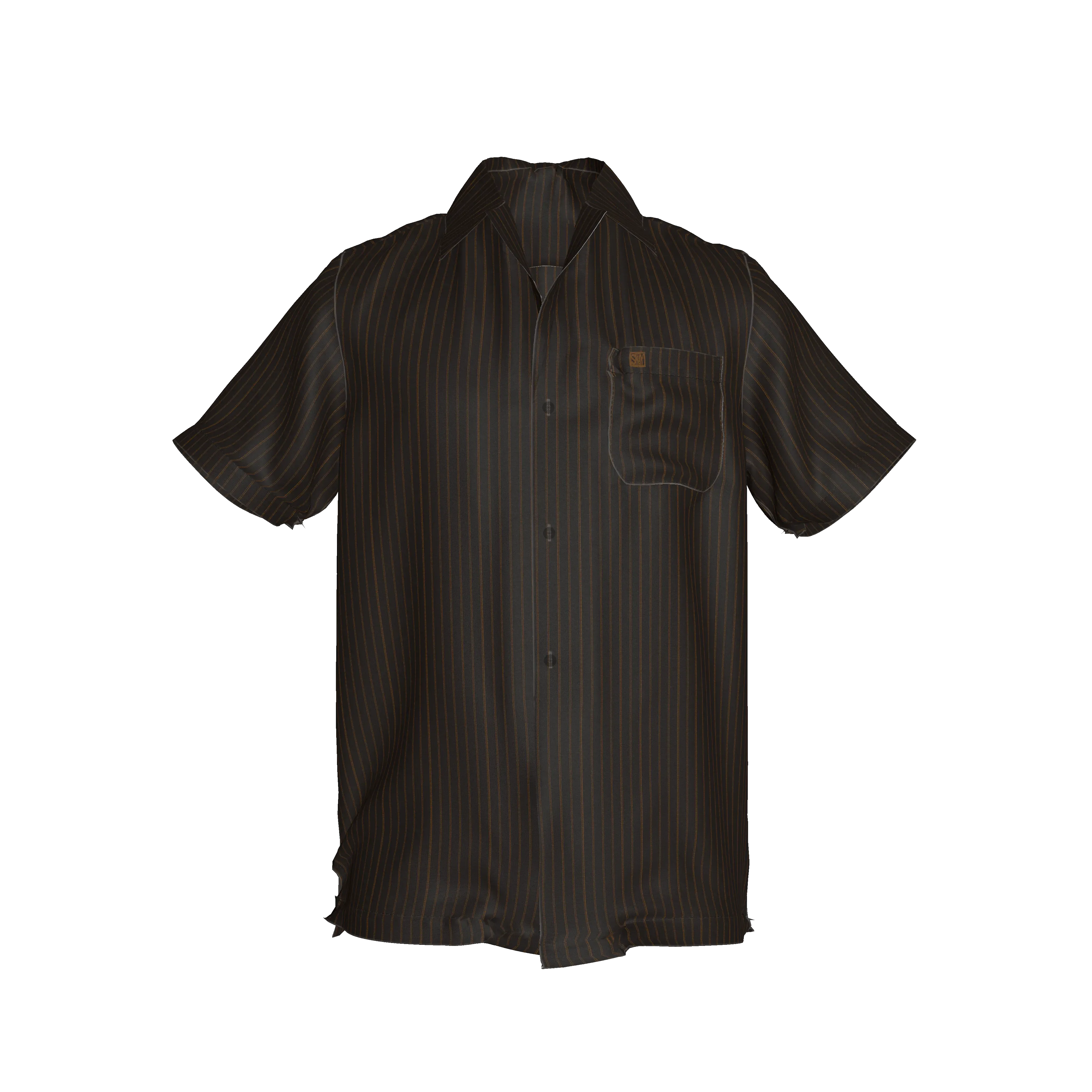 Brown Pinstripe on Short Sleeve Men’s Shirt with Collar - Wearable Fine Art by Shoosty