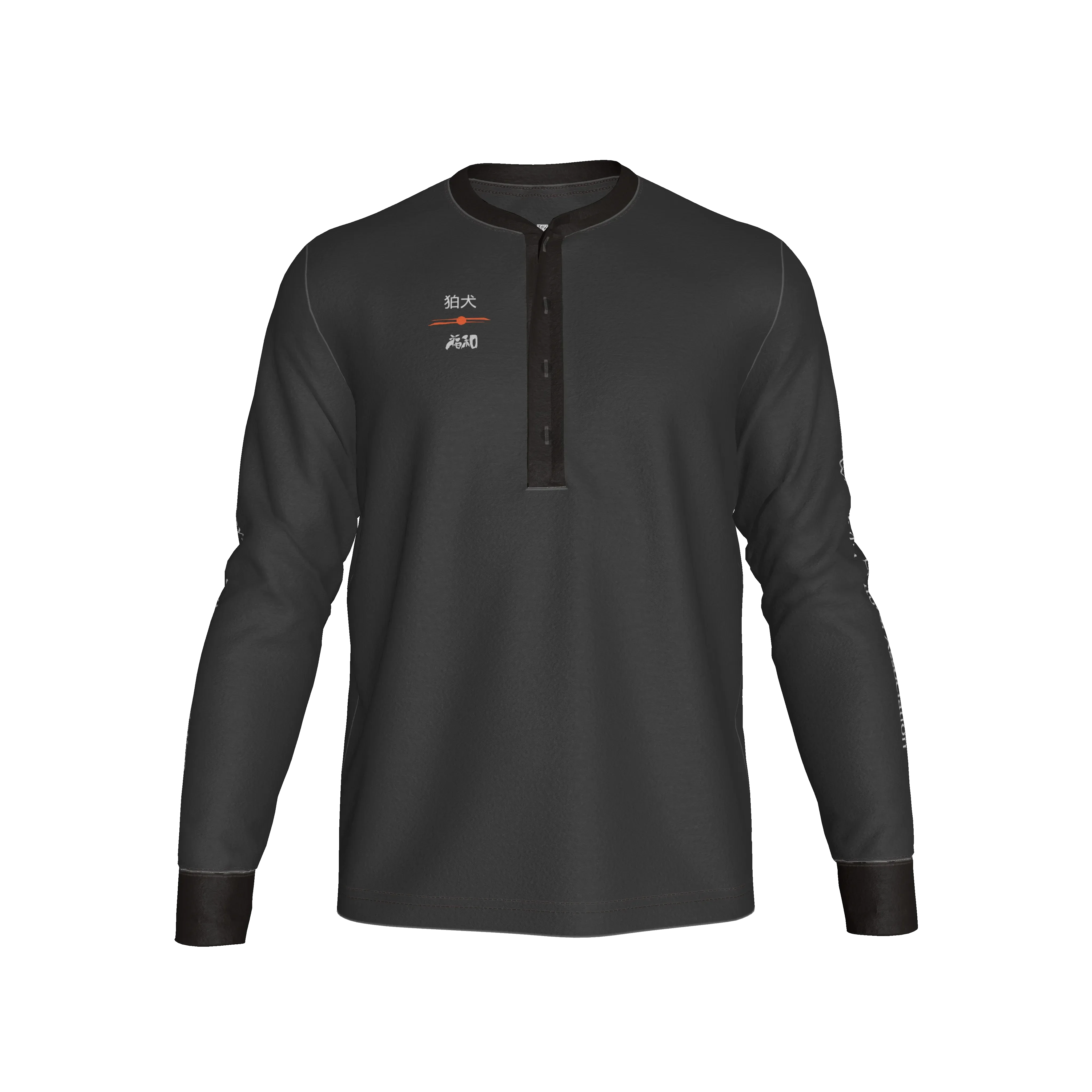 Komainu / Lion Dog - V2 Long Sleeve Henley – Limited Edition Shoosty Artist Series - Wearable Fine Art by Shoosty