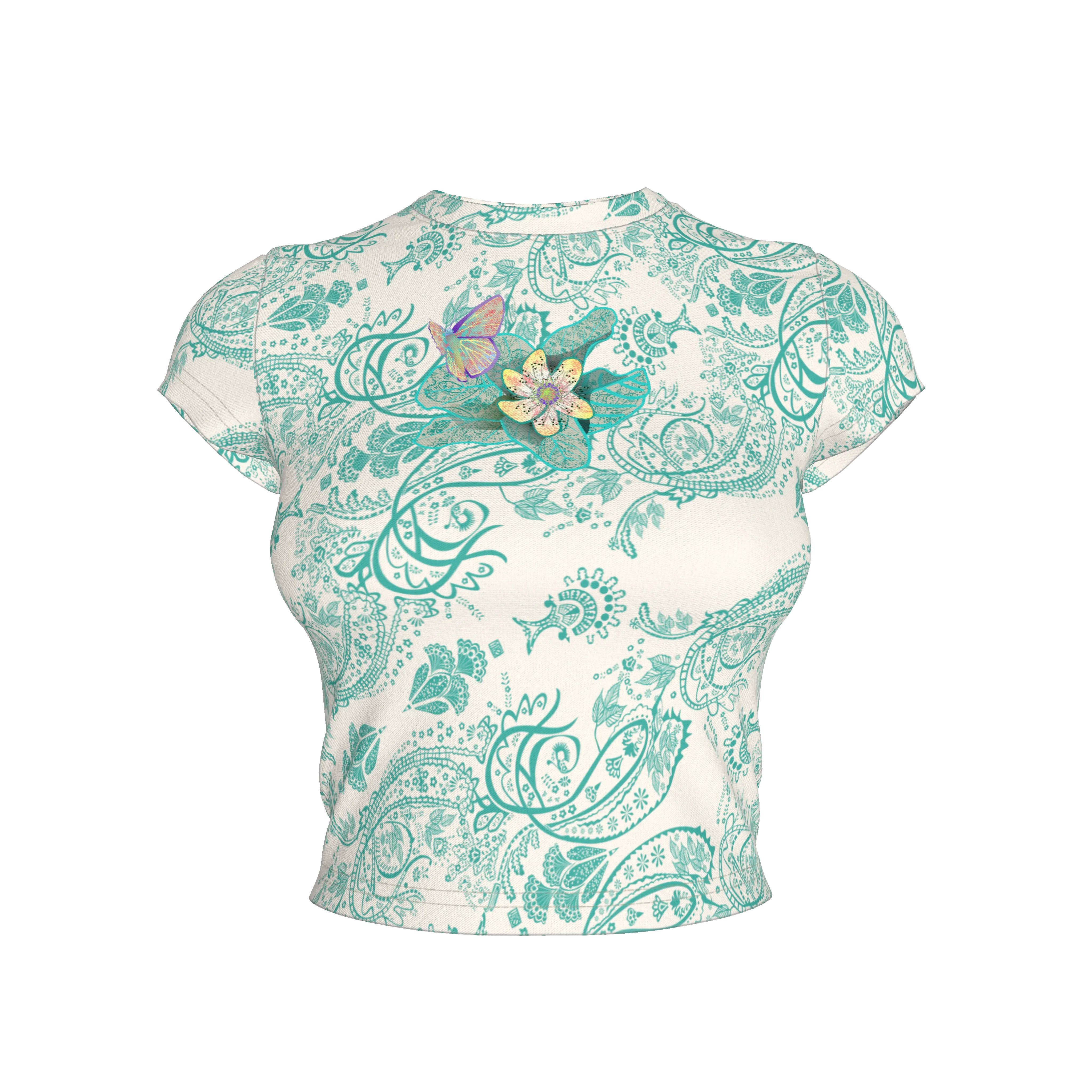 Blue Morpho Dreamscape Crop Top – Limited Edition Shoosty Bugs "Art Infestation" Museum Series - Wearable Fine Art by Shoosty