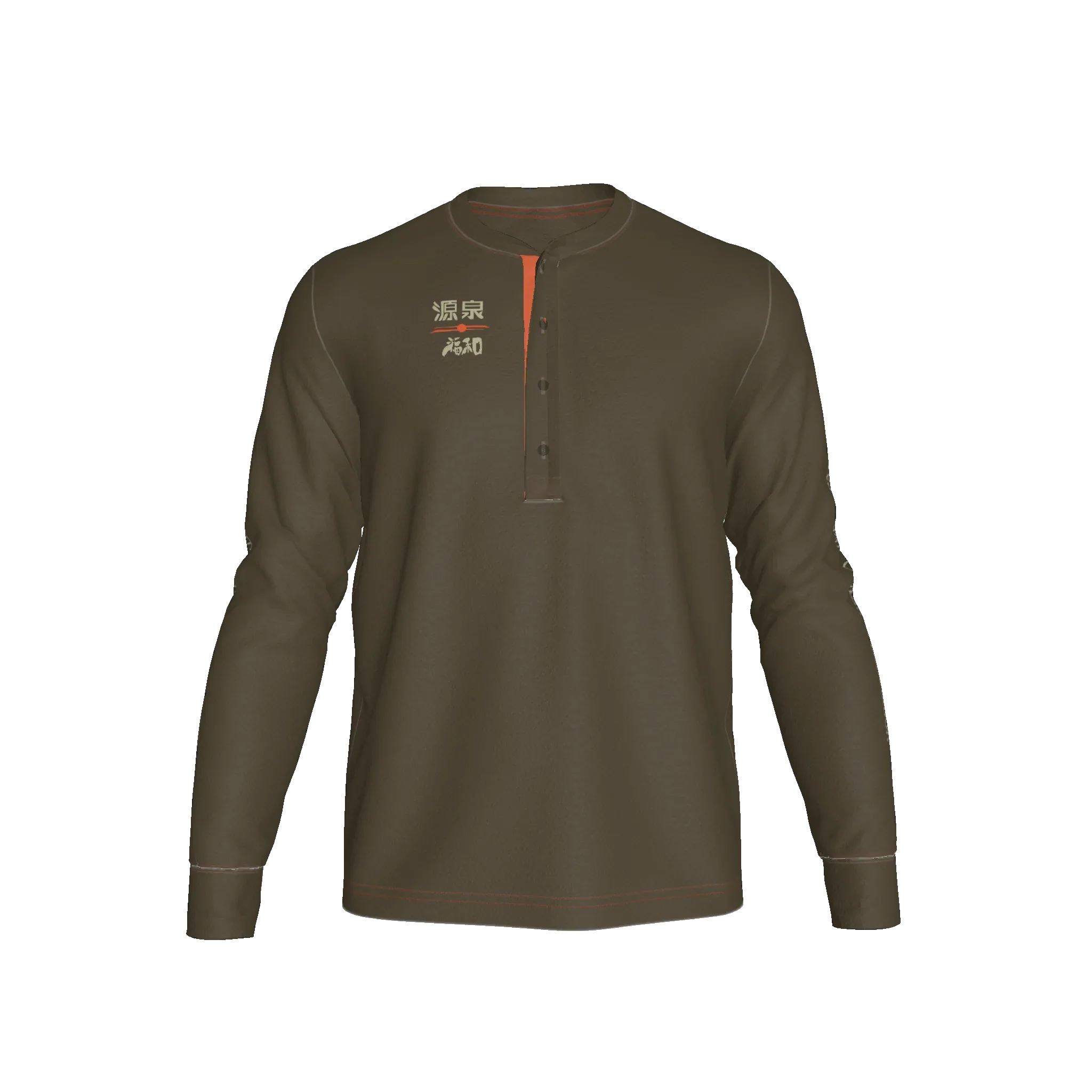 Kasugataisha Shrine Wellspring Long Sleeve Henley T-Shirt - Wearable Fine Art by Shoosty