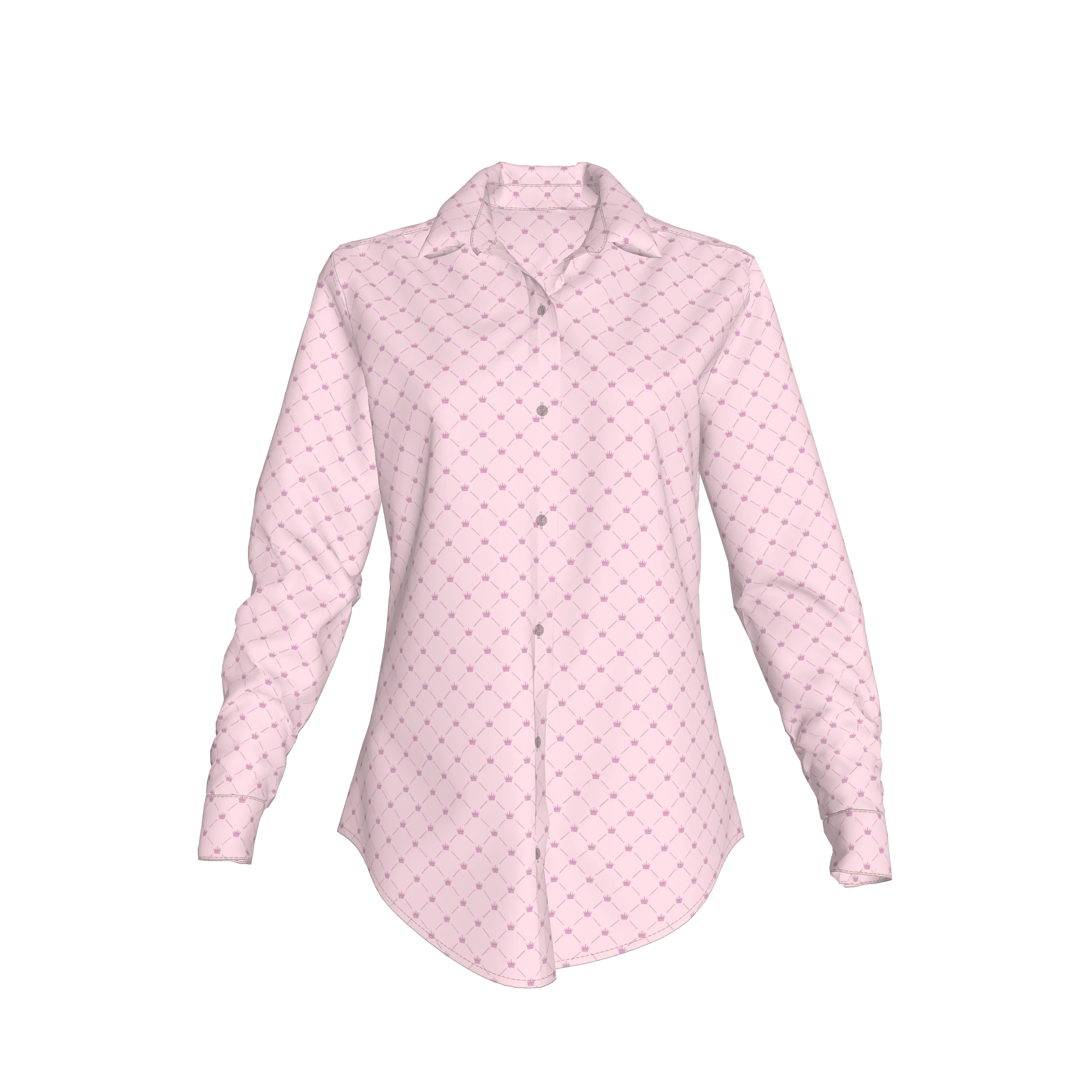 Crown and Lines Royal Pink Soft-Structured Linen Button Front Women's Shirt - Wearable Fine Art by Shoosty
