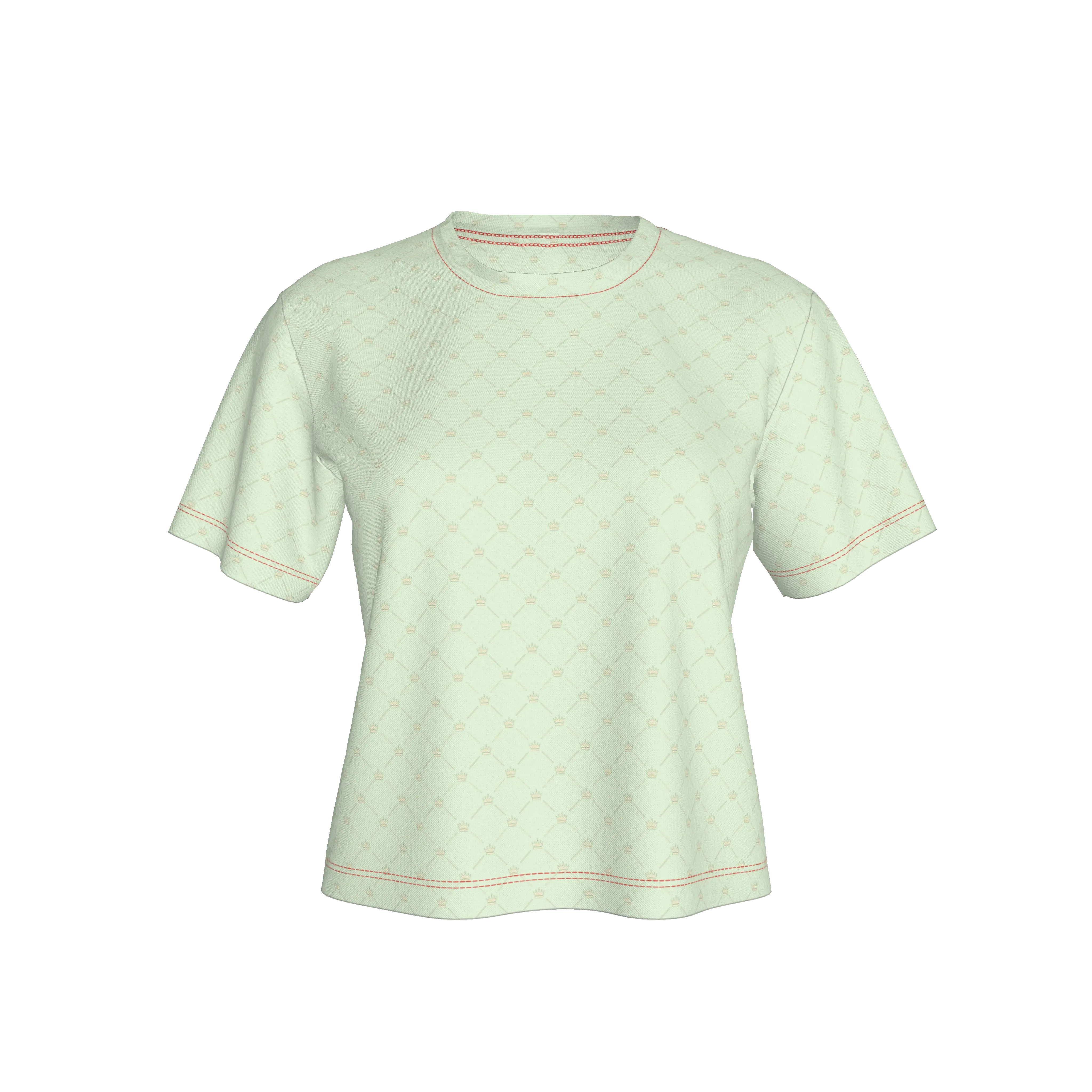 Crown and Lines Light Lime Green Women’s Cropped Y-Shirt - Wearable Fine Art by Shoosty