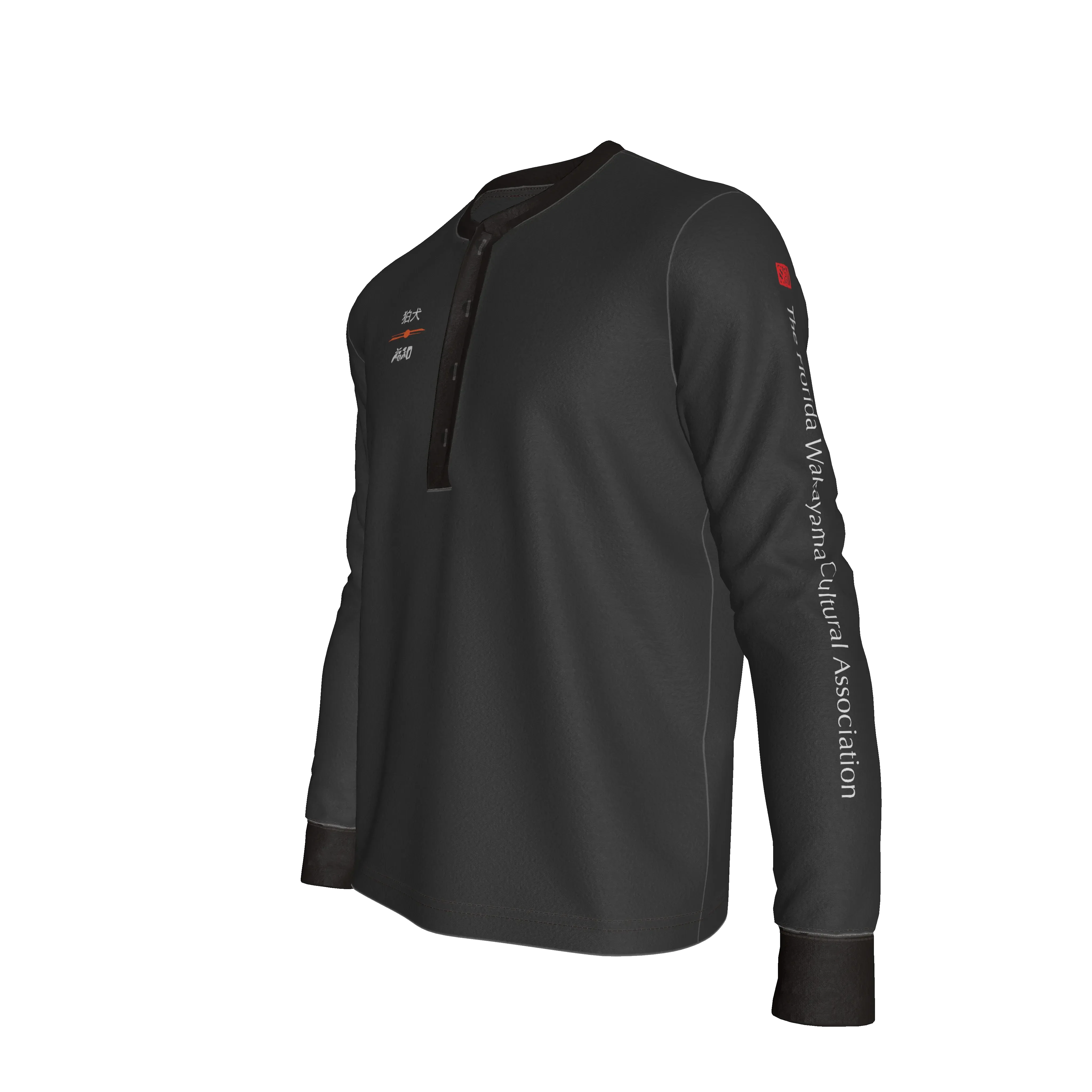 Komainu / Lion Dog - V2 Long Sleeve Henley – Limited Edition Shoosty Artist Series - Wearable Fine Art by Shoosty