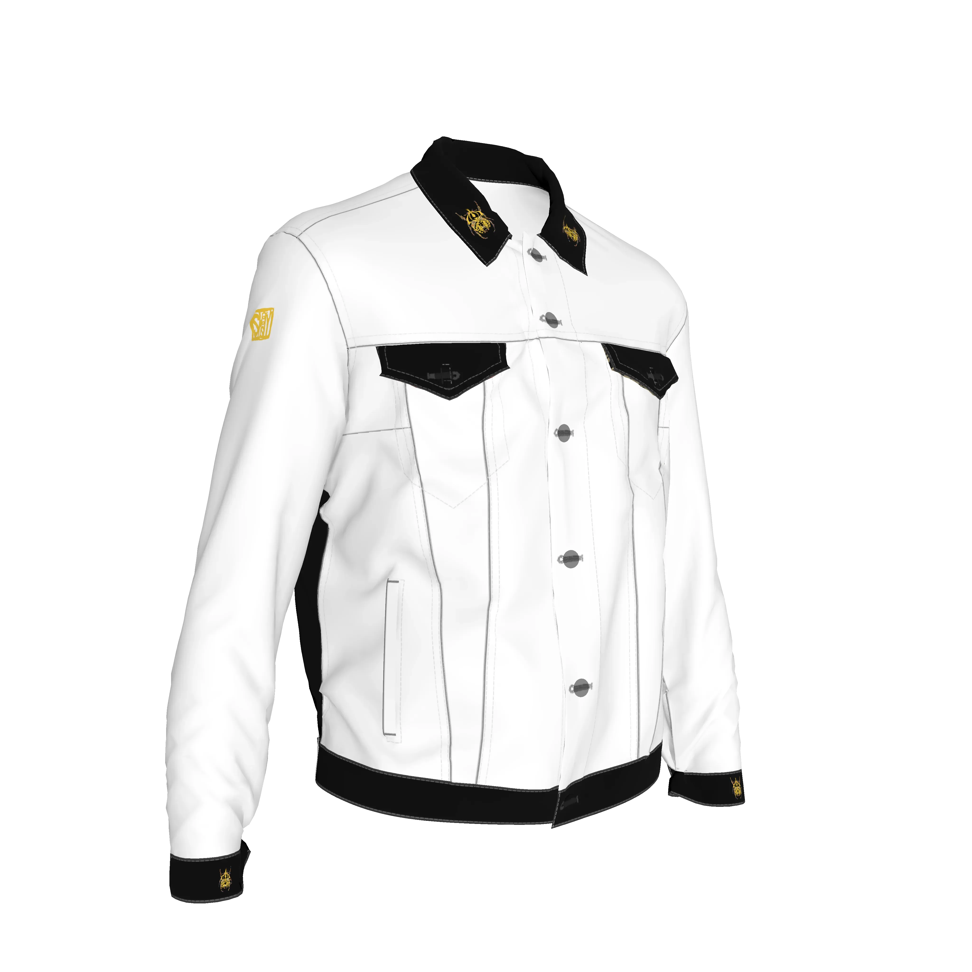 Shoosty Tandy Showman's Jacket White Black Trim - Wearable Fine Art by Shoosty