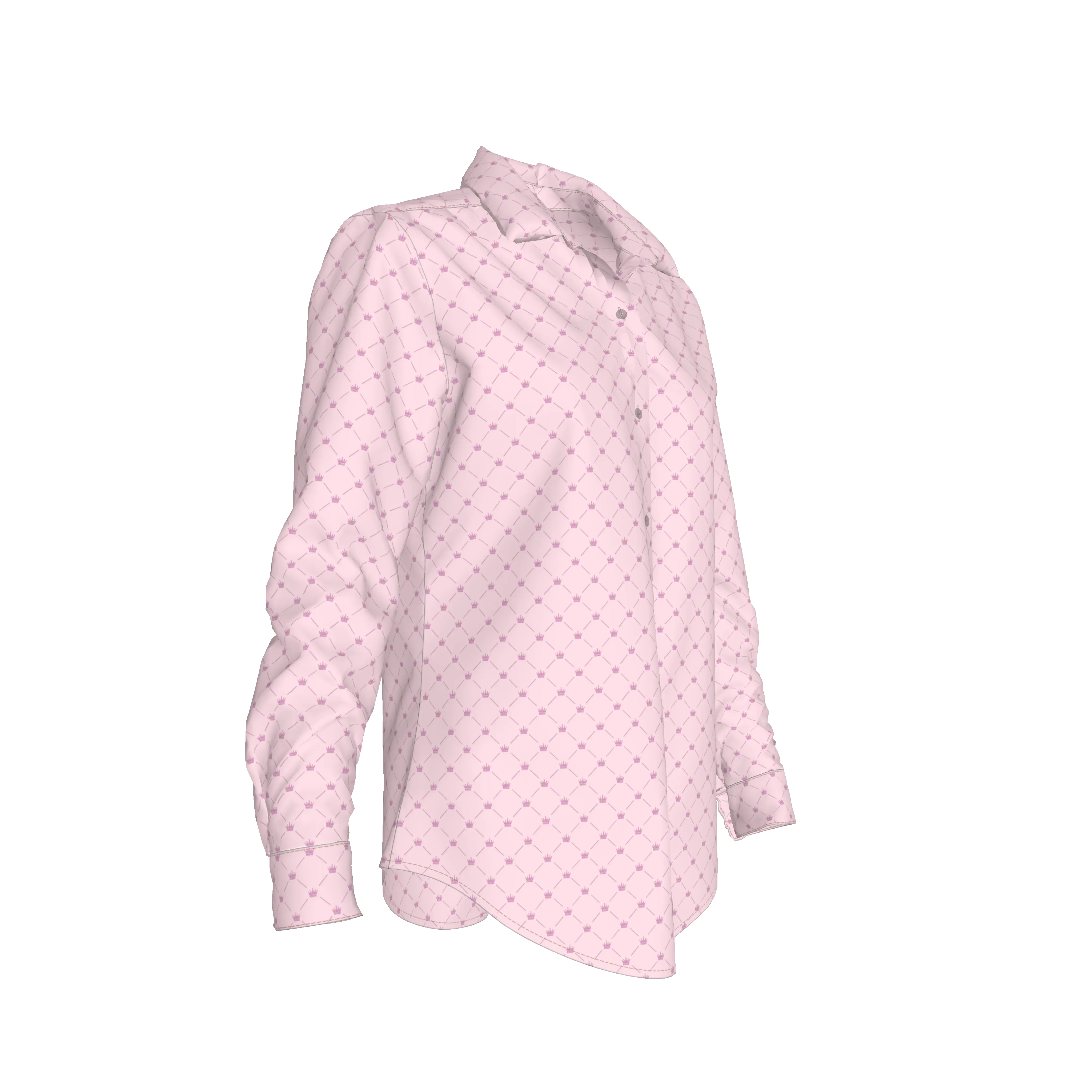 Crown and Lines Royal Pink Soft-Structured Linen Button Front Women's Shirt - Wearable Fine Art by Shoosty