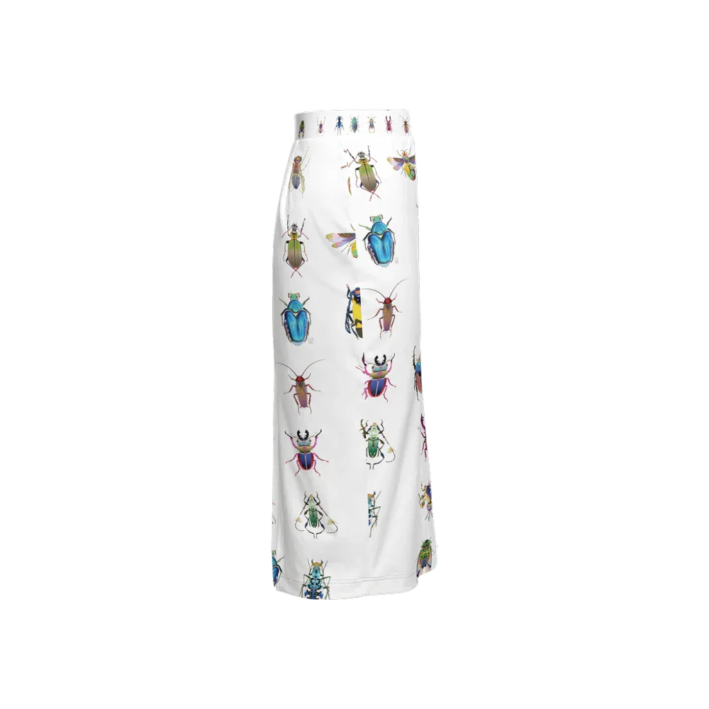 Shoosty® Bugs White Back Split Pencil Skirt - Wearable Fine Art by Shoosty