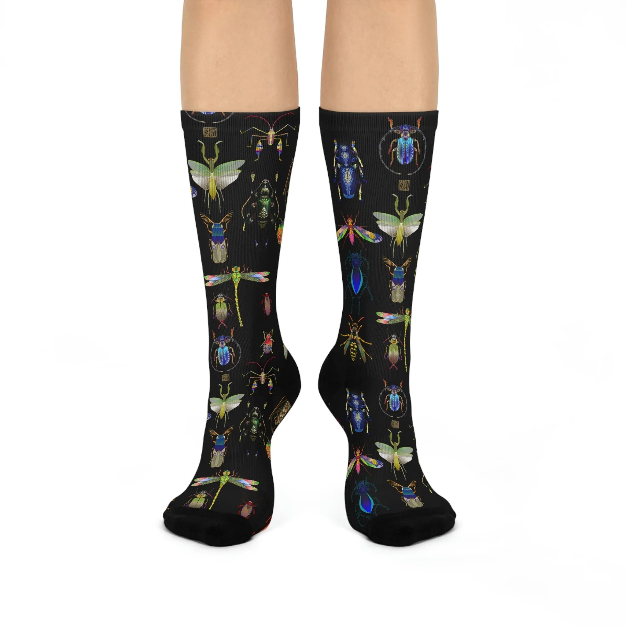 Shoosty Bugs Combo 1 Cushioned Crew Socks White One size 3 4 Crew - Wearable Fine Art by Shoosty