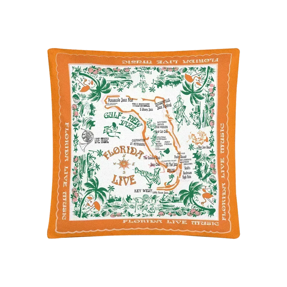 1Florida Live Music Woven Texture Square Pillow Case 20” x 20” - Wearable Fine Art by Shoosty