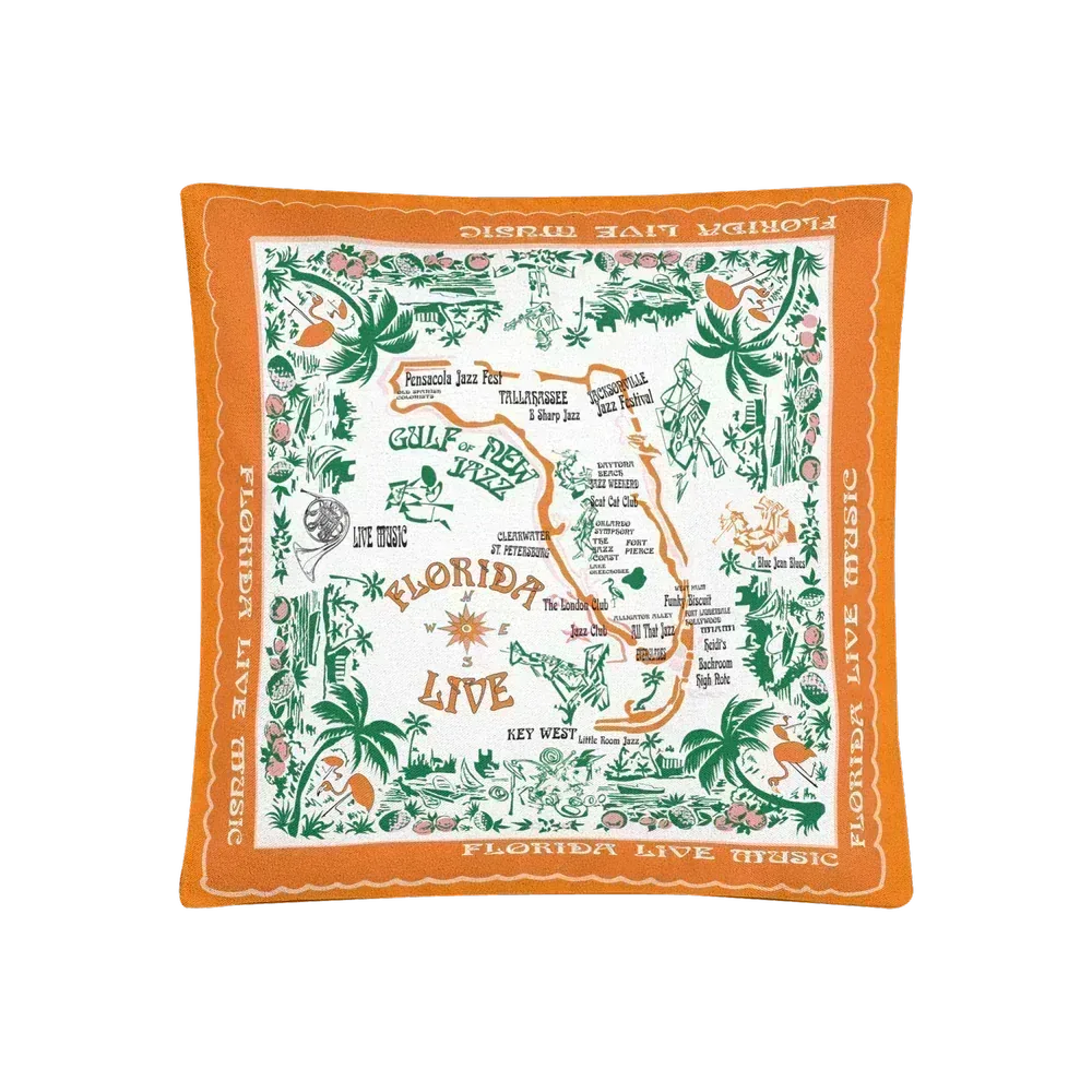 1Florida Live Music Woven Texture Square Pillow Case 20” x 20” - Wearable Fine Art by Shoosty