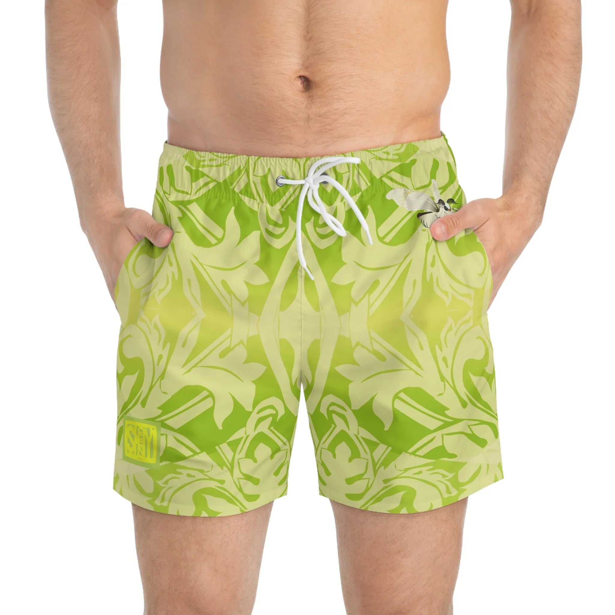Silk Moth Swim Trunks (AOP) - Wearable Fine Art by Shoosty