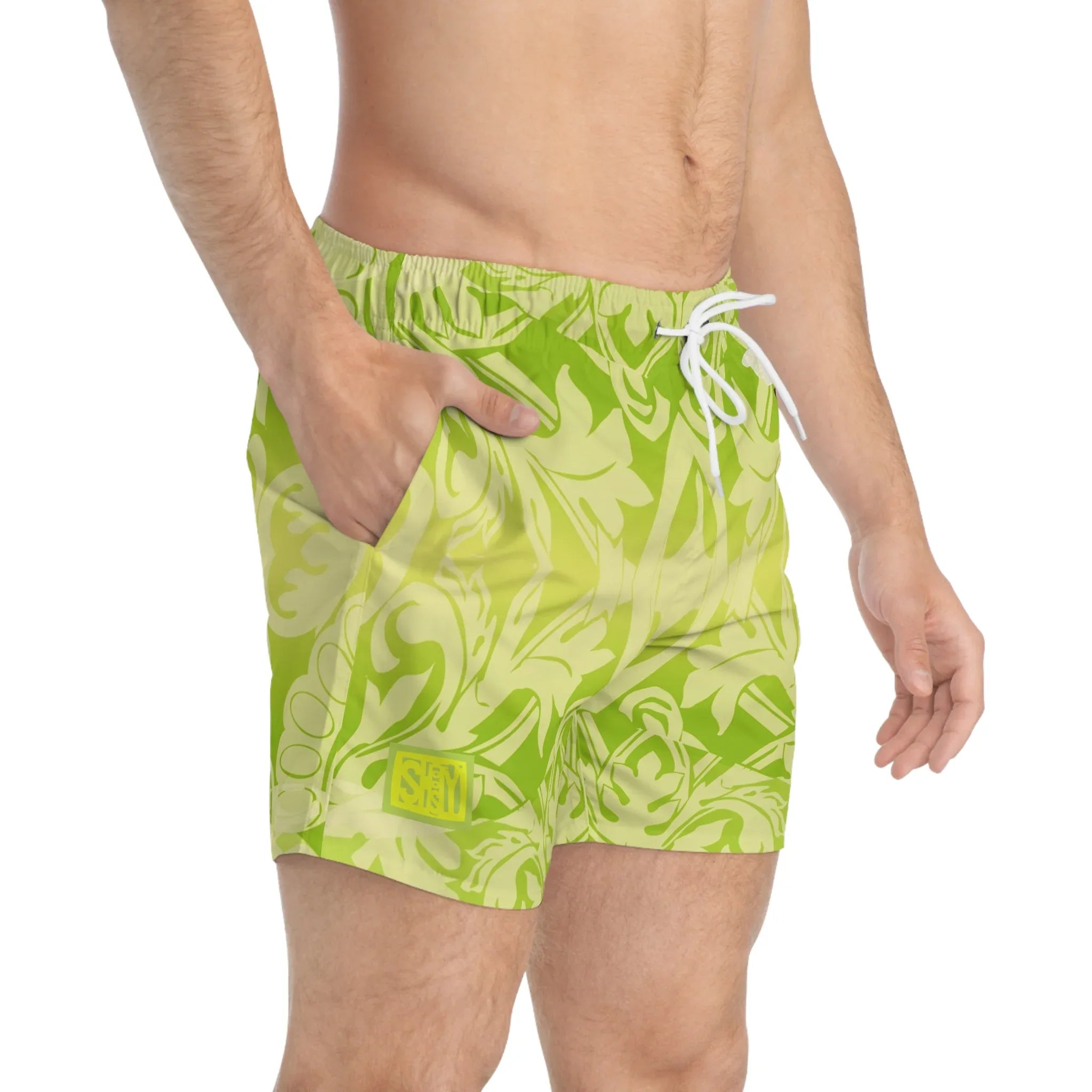 Silk Moth Swim Trunks (AOP) - Wearable Fine Art by Shoosty