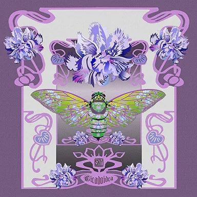 The Golden and Purple Cicada Scarf as Fine Art - Wearable Fine Art by Shoosty