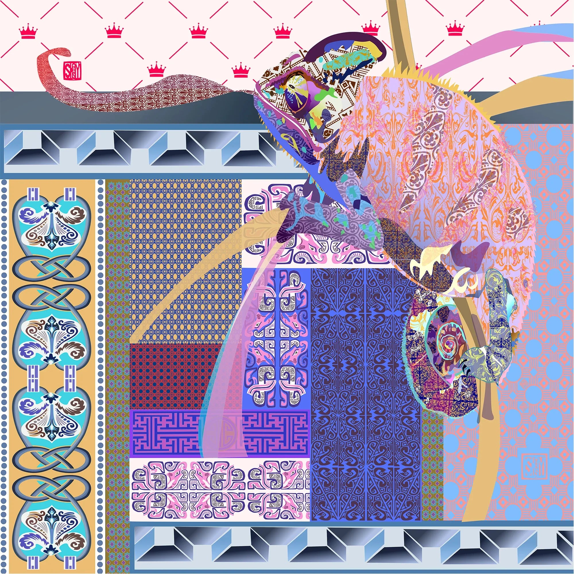 Chromatic Chameleon Fine Art Fabric Scarf - Wearable Fine Art by Shoosty