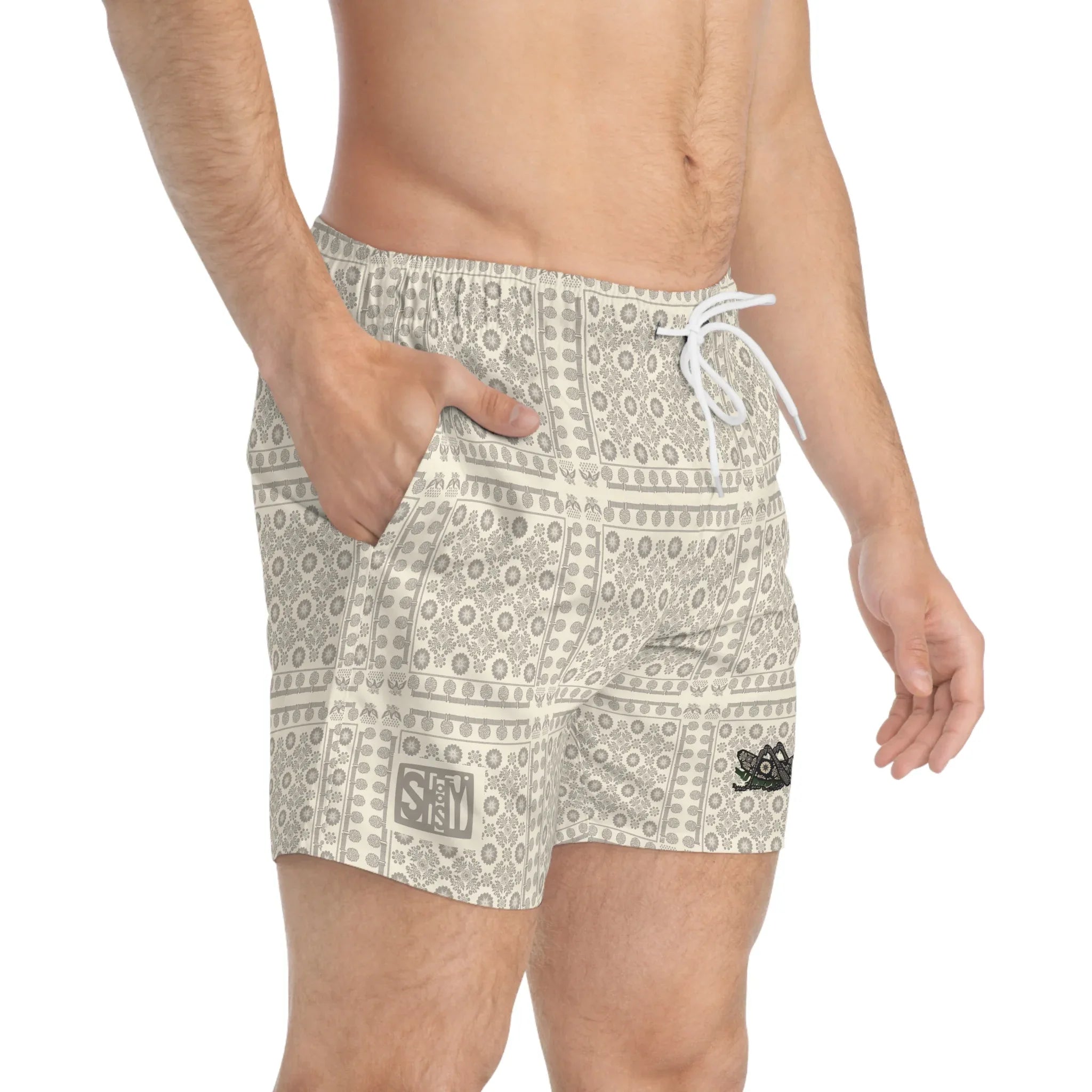 Valusia Old Americana Swim Trunks (AOP) - Wearable Fine Art by Shoosty