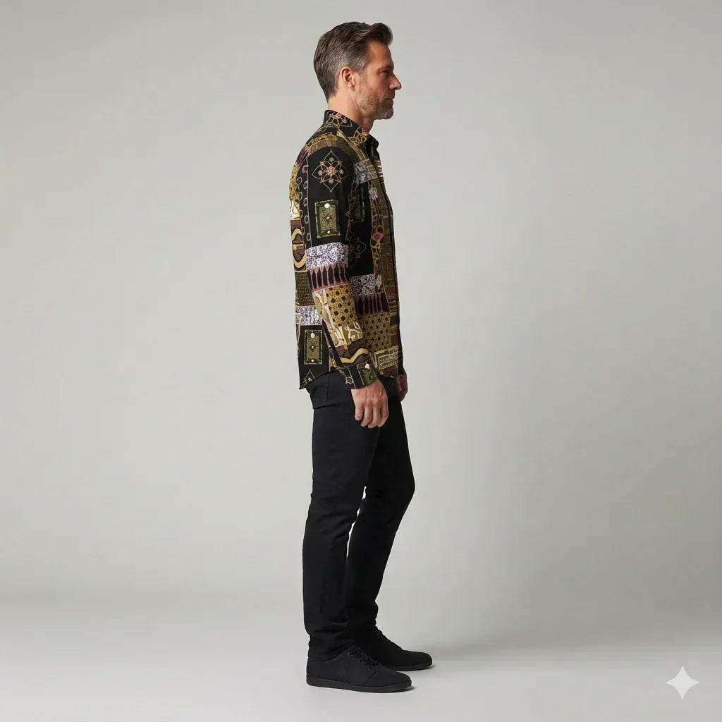 Andre Collection Dress Shirt with French Collar – Button-Up Unisex Shirt in Pima Cotton Poplin - Wearable Fine Art by Shoosty