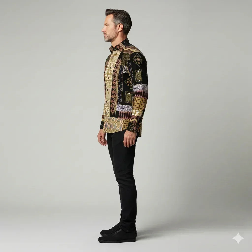 Andre Collection Dress Shirt with French Collar – Button-Up Unisex Shirt in Pima Cotton Poplin - Wearable Fine Art by Shoosty