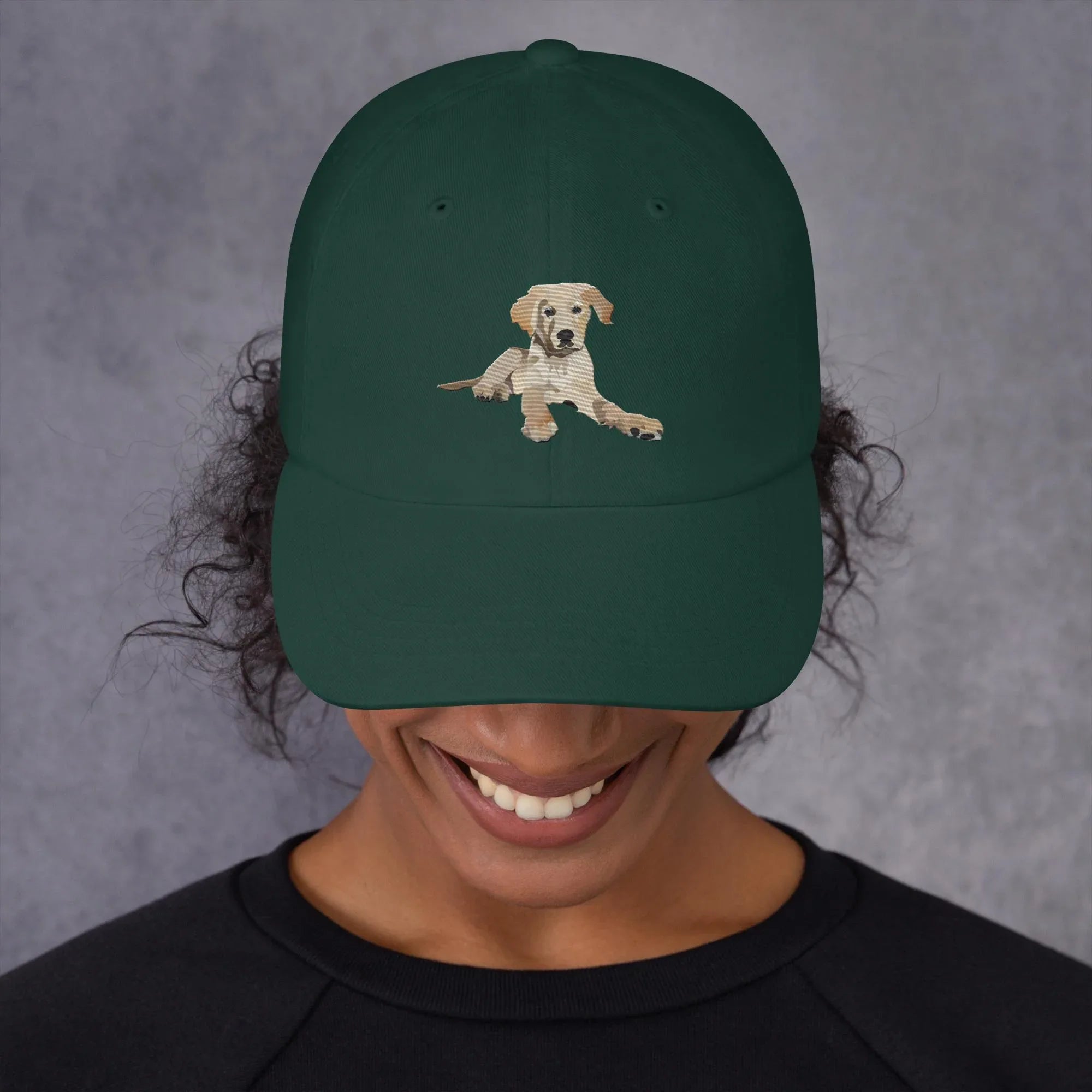 Benny Puppy Dad hat Spruce - Wearable Fine Art by Shoosty