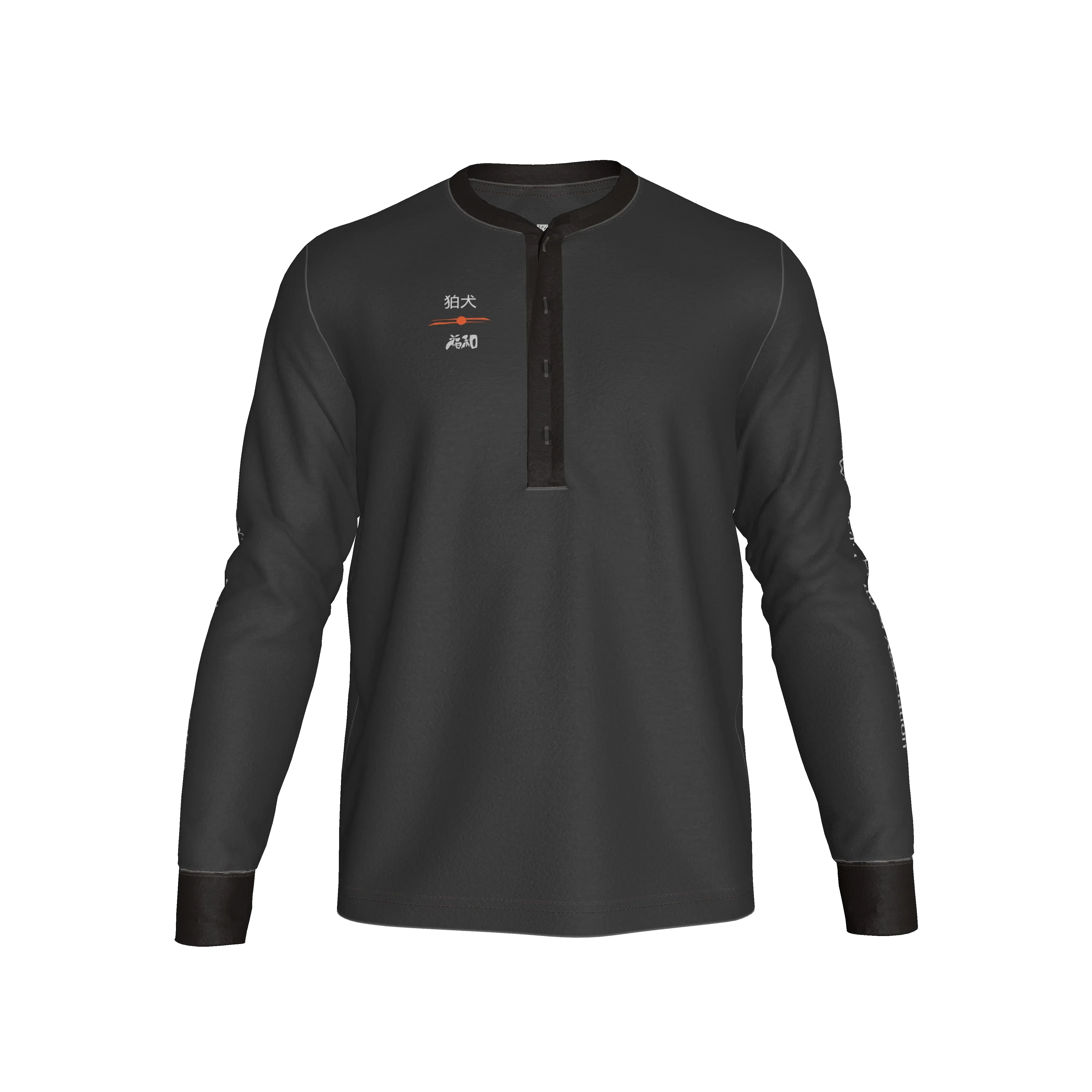 Komainu / Lion Dog - V2 Long Sleeve Henley – Limited Edition Shoosty Artist Series - Wearable Fine Art by Shoosty