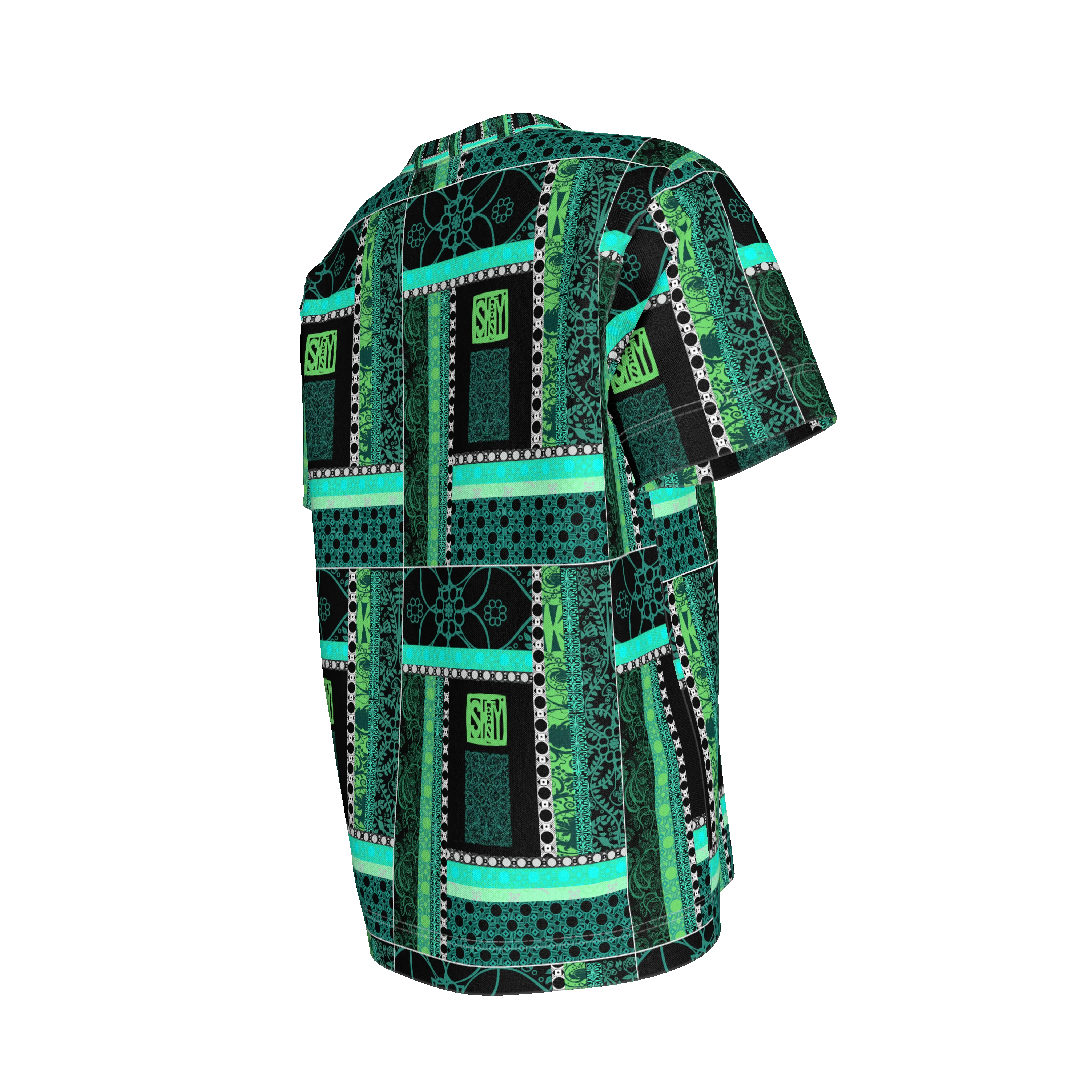 Green Patterned Children’s T-Shirt - Wearable Fine Art by Shoosty