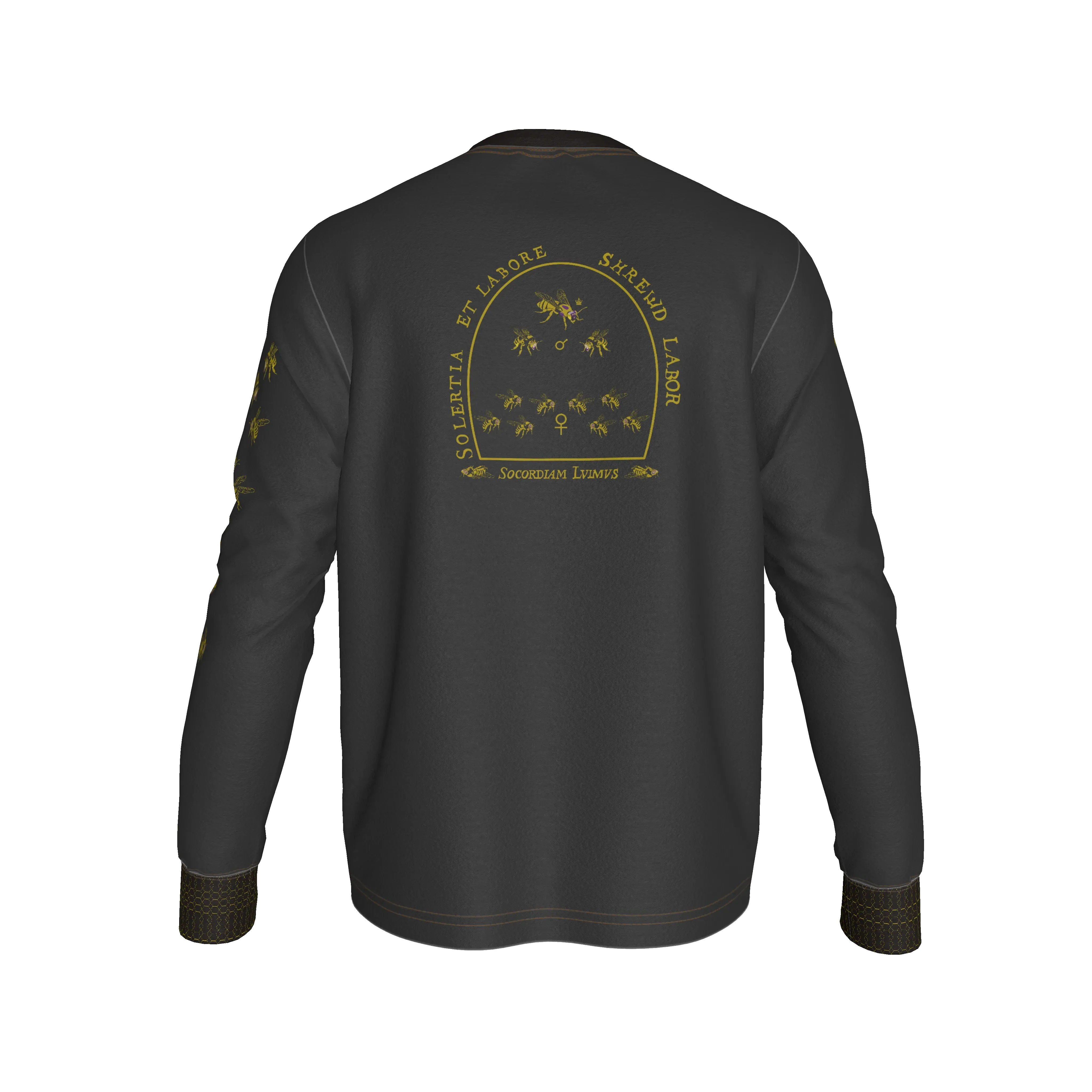 Bee Hierarchy Long Sleeve Henley T-Shirt – Limited Edition Shoosty Artist Series - Wearable Fine Art by Shoosty