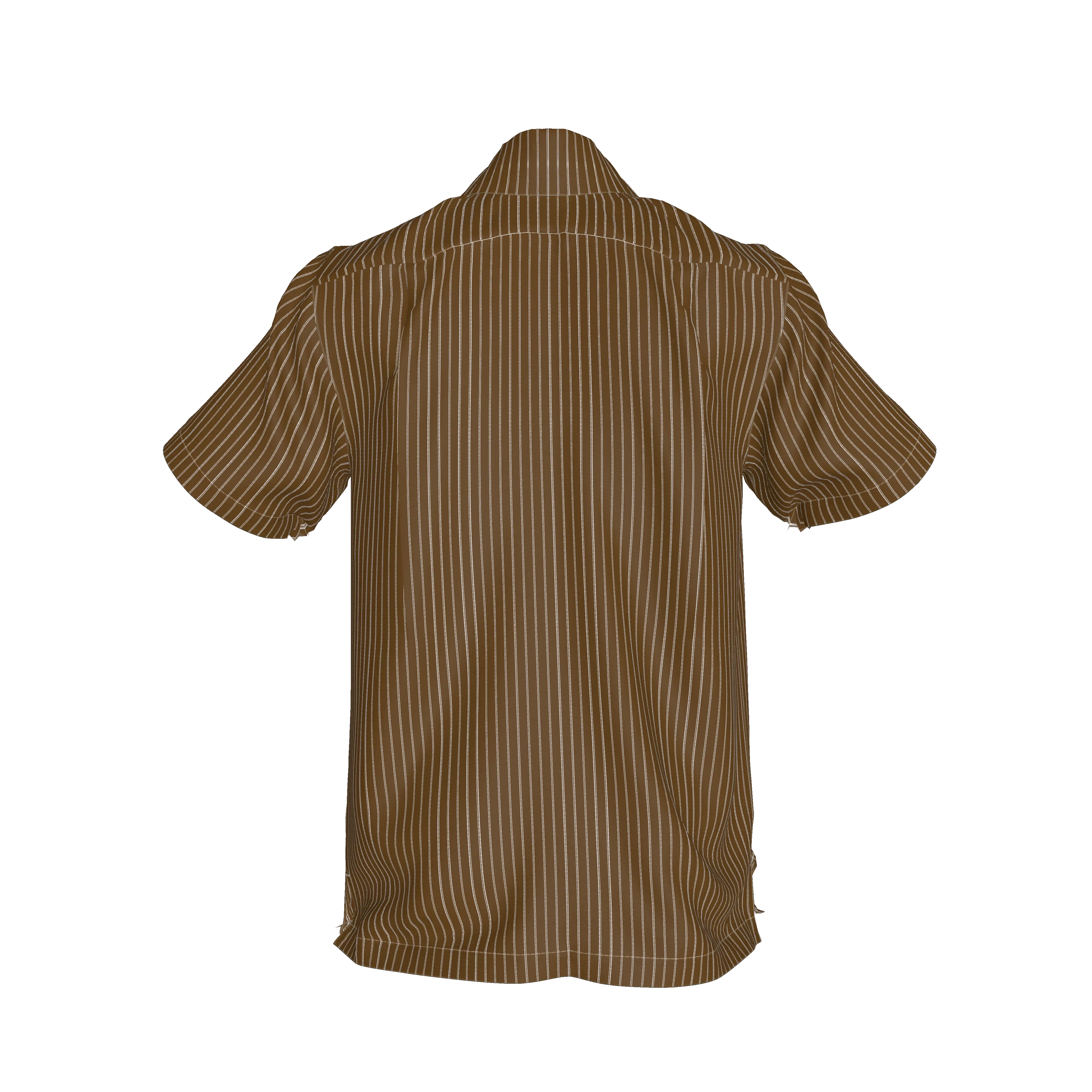Brown Trim with White Pinstripe Short Sleeve Men’s Shirt with Collar - Wearable Fine Art by Shoosty