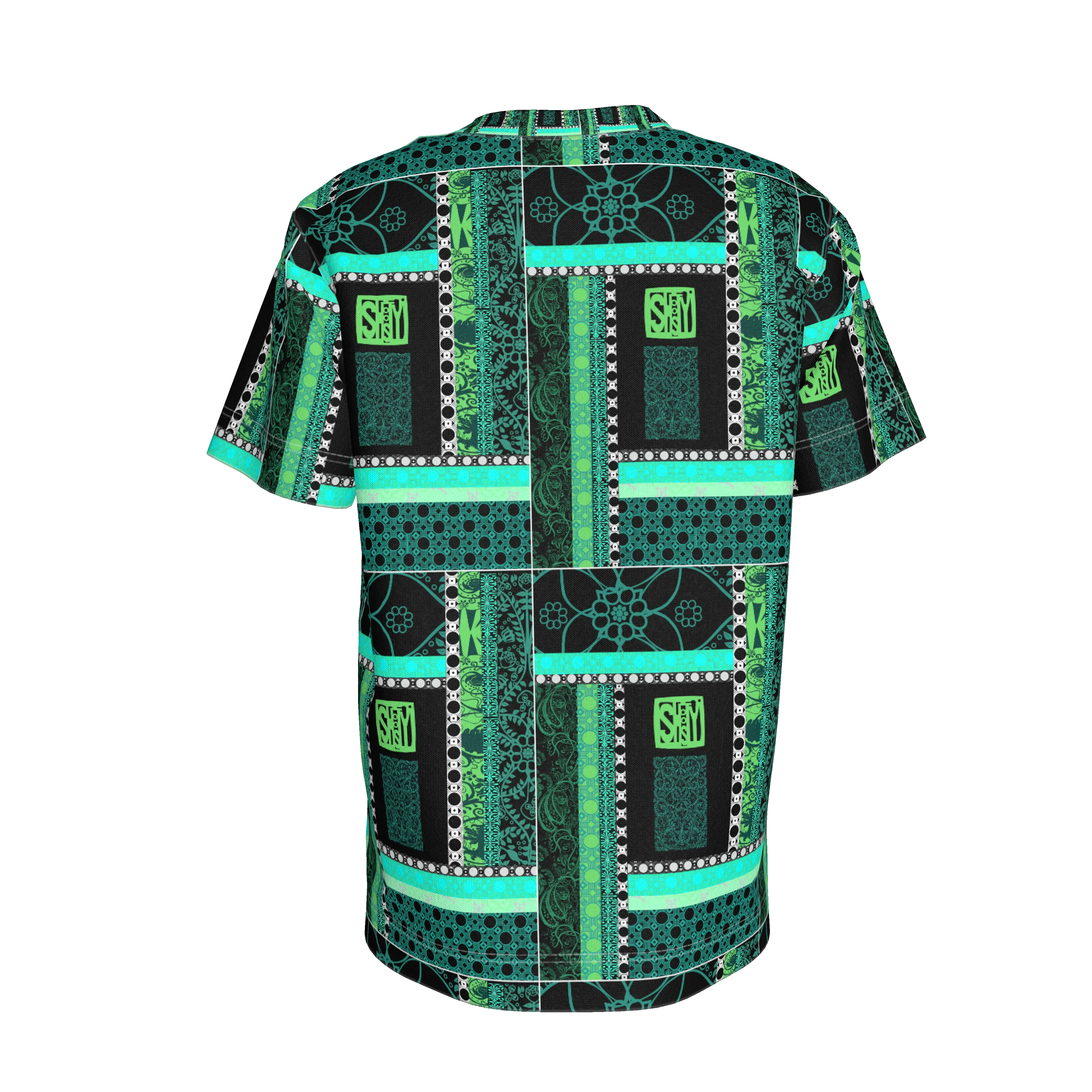 Green Patterned Children’s T-Shirt - Wearable Fine Art by Shoosty