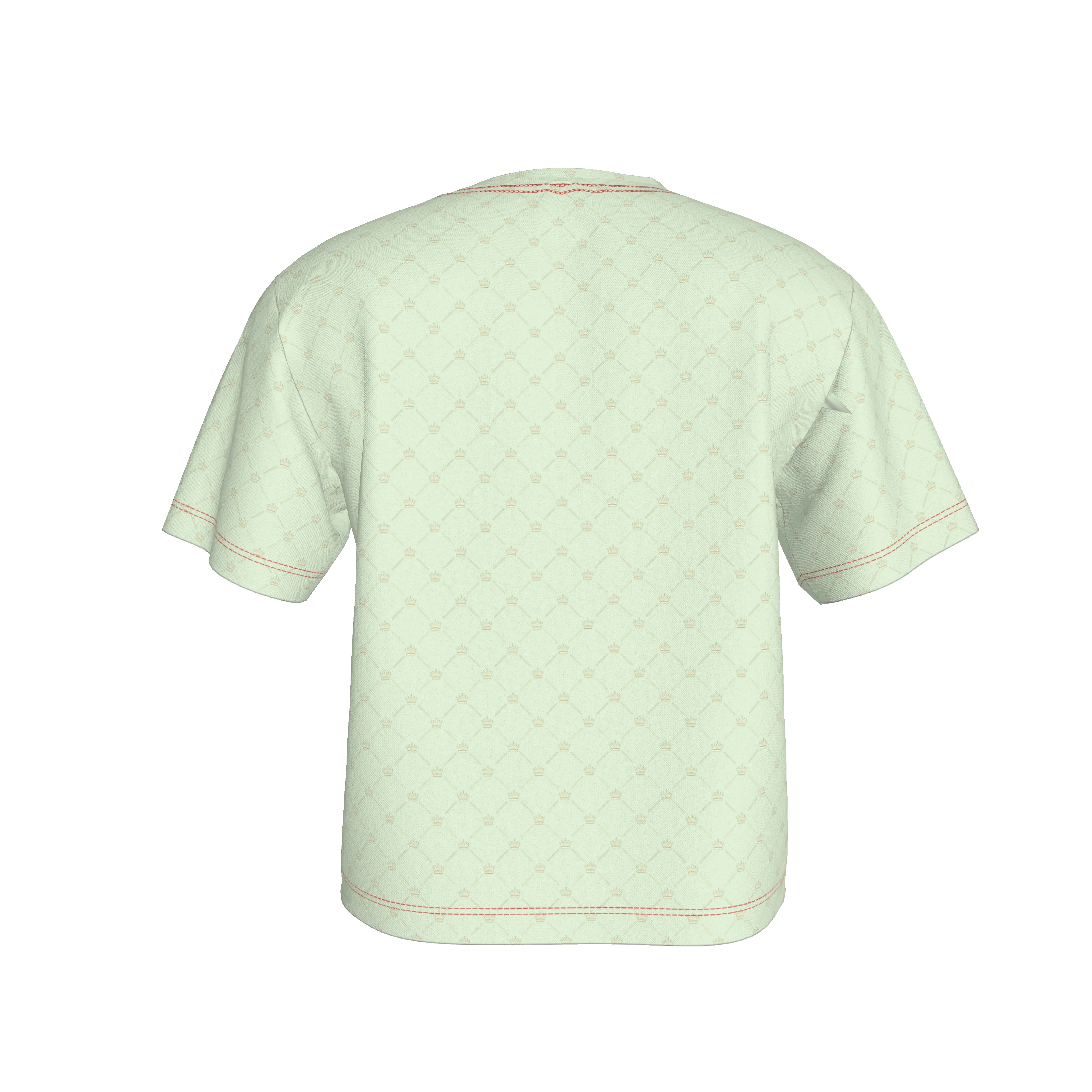 Crown and Lines Light Lime Green Women’s Cropped Y-Shirt - Wearable Fine Art by Shoosty