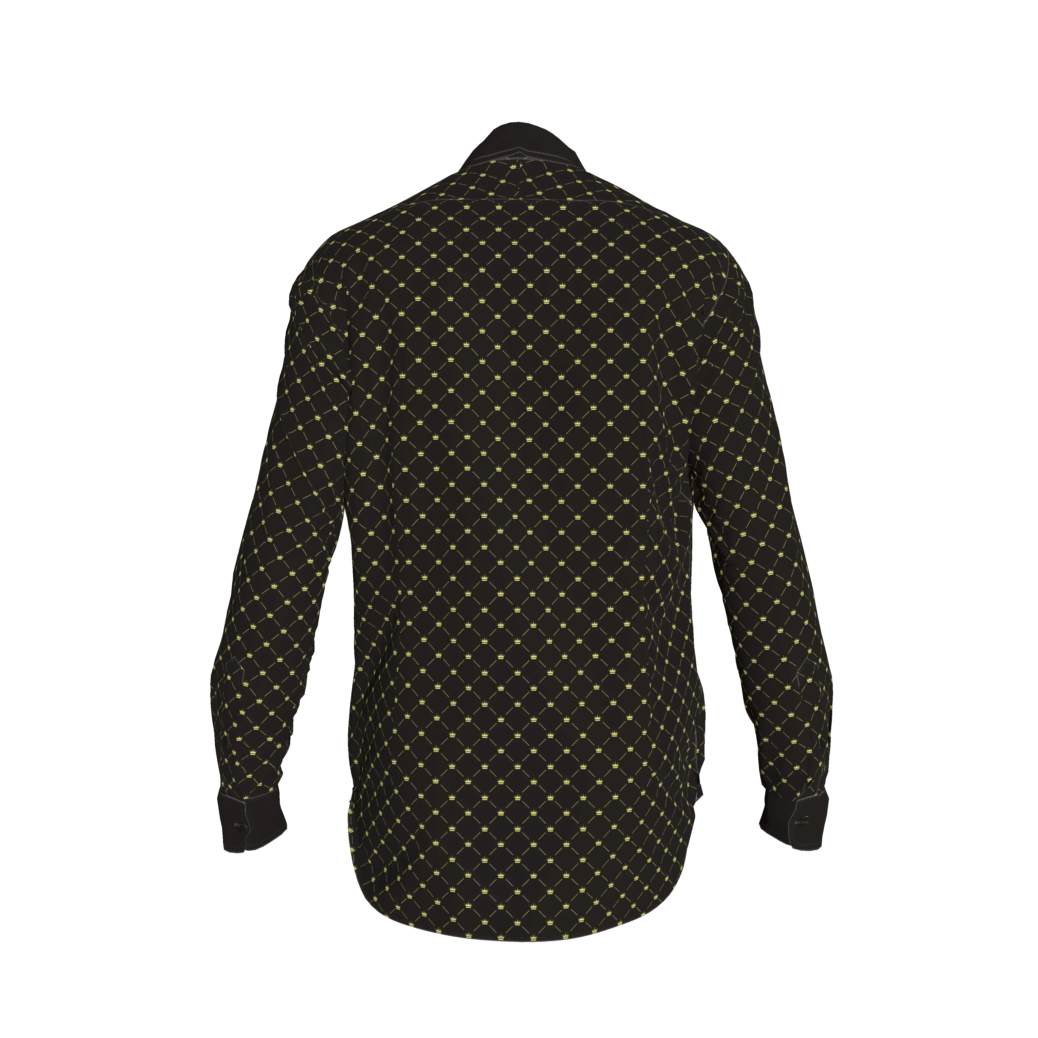 Crown and Lines Gold on Black Soft-Structured Linen Men's Dress Shirt - Wearable Fine Art by Shoosty