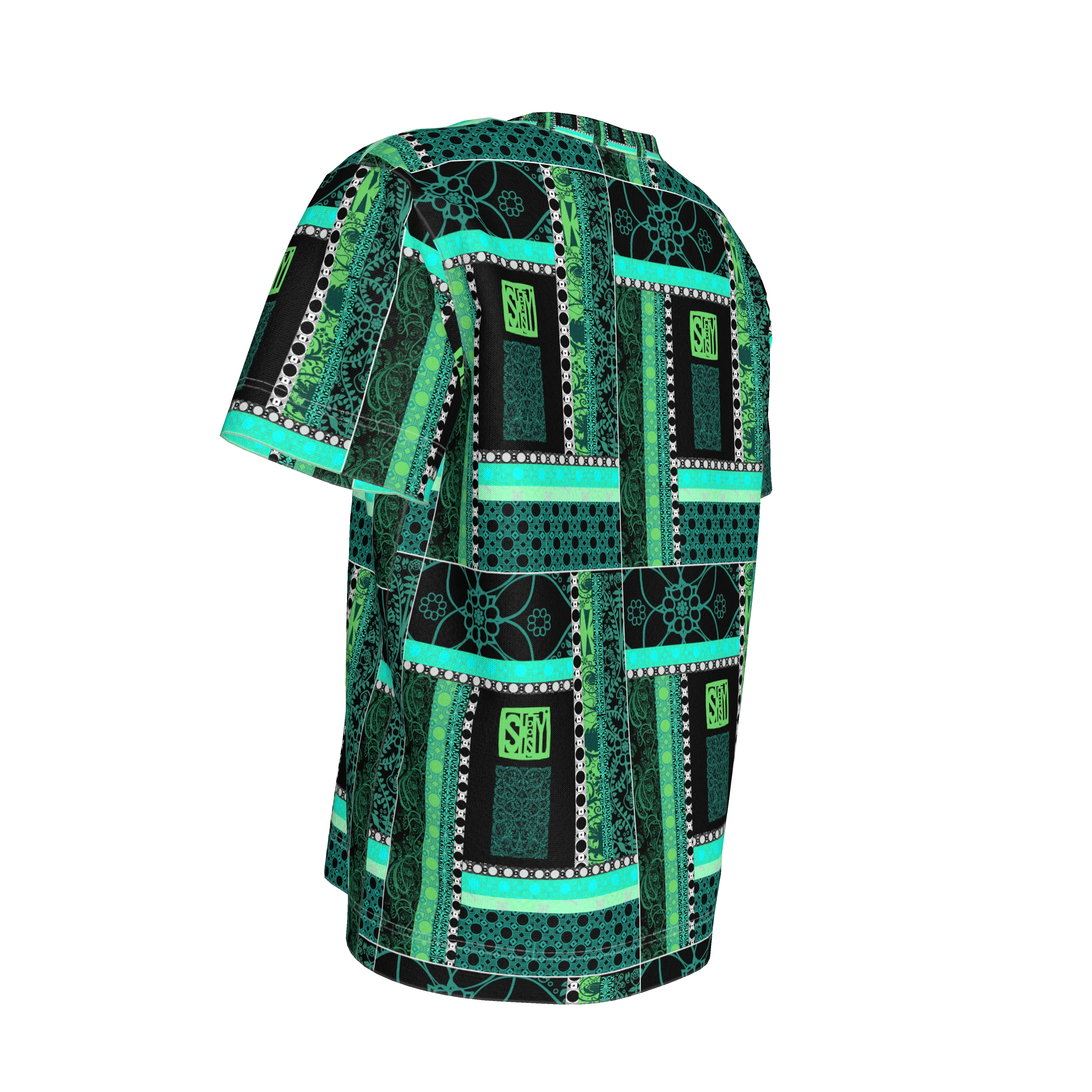 Green Patterned Children’s T-Shirt - Wearable Fine Art by Shoosty