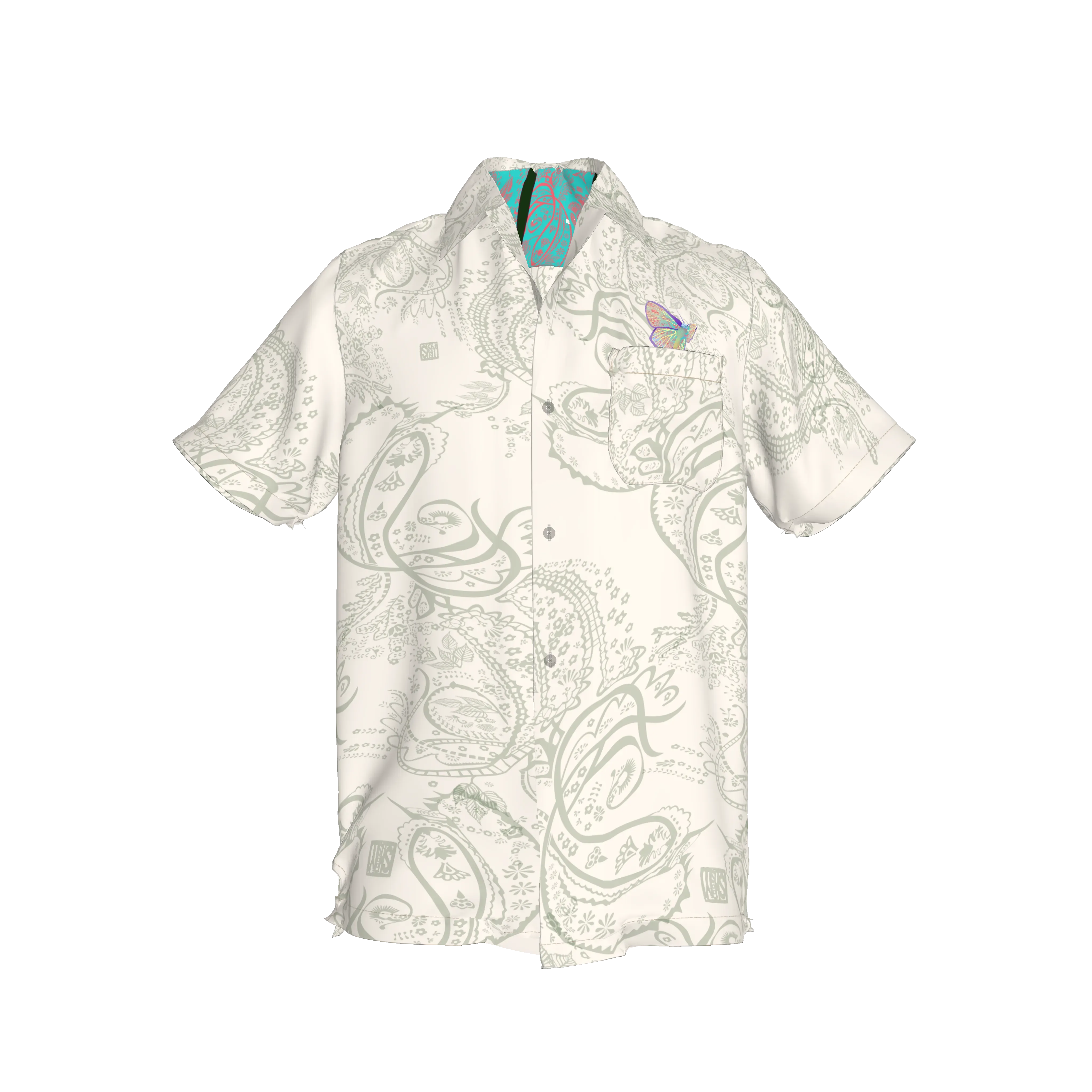 Blue Morpho Men’s pullover shirt with exclusive Shoosty designs - Wearable Fine Art by Shoosty