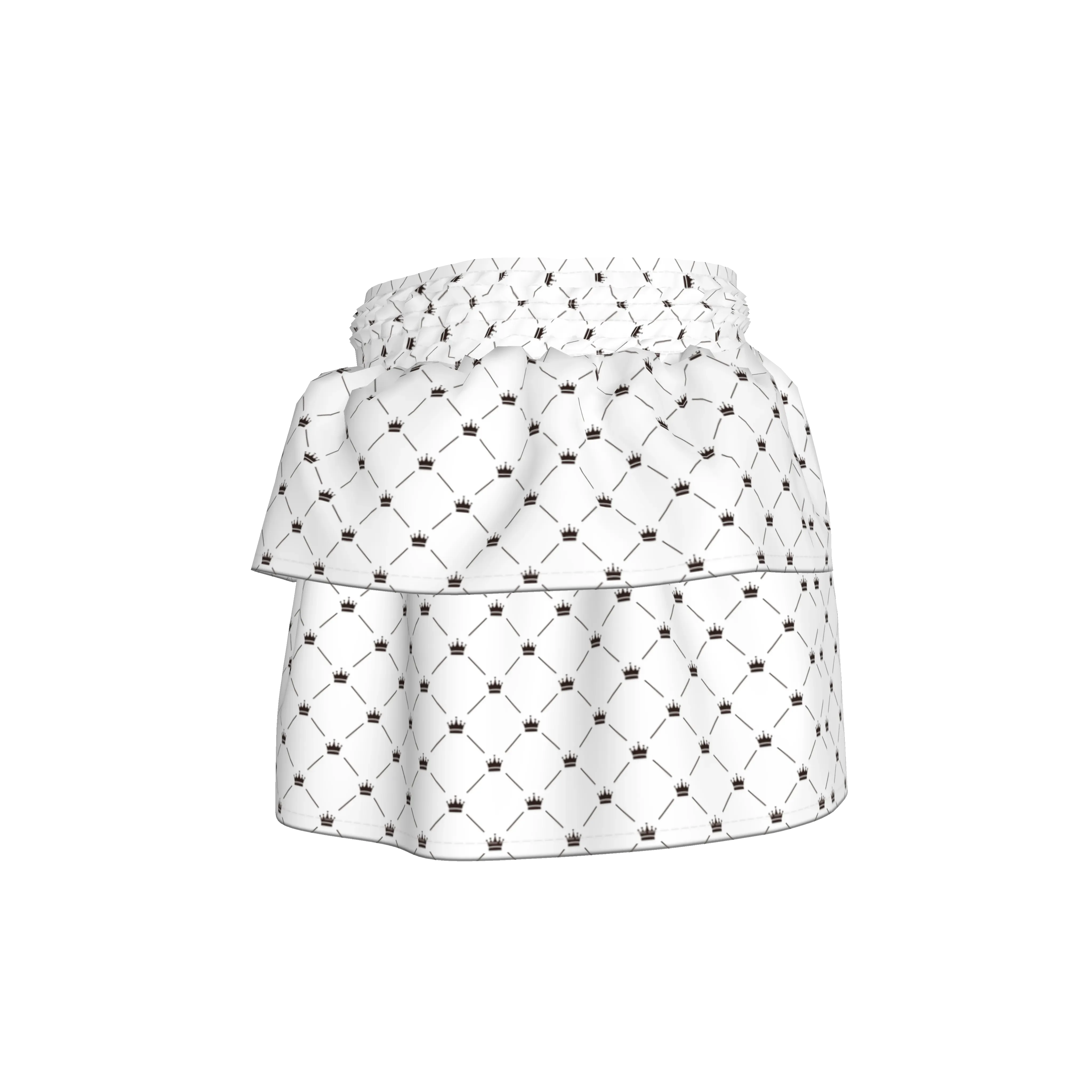 Crown and Lines Ruffle Children's Skirt in Pima Cotton Poplin - Wearable Fine Art by Shoosty