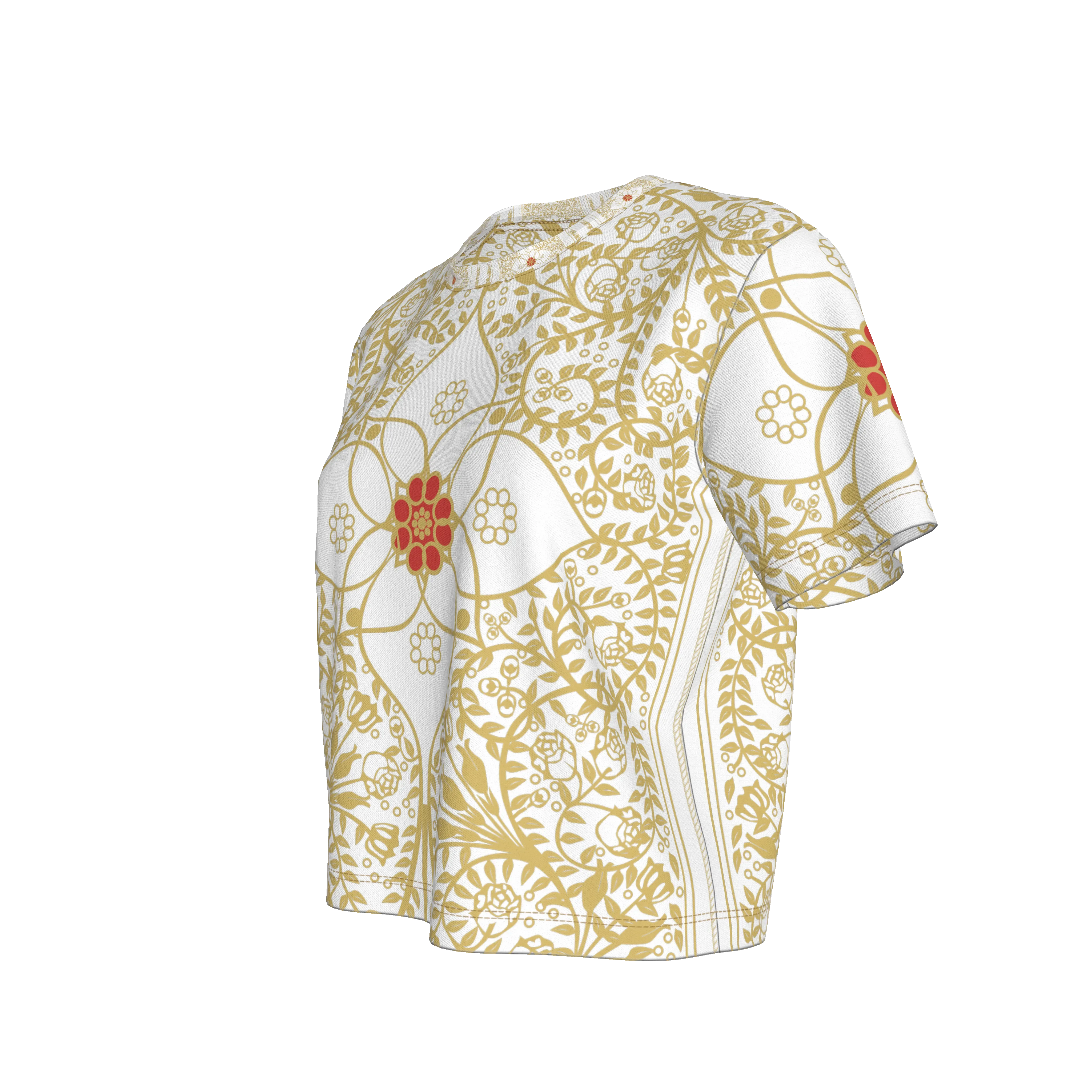 Star Flower Boxy Premium Women’s Cropped T-Shirt - Wearable Fine Art by Shoosty