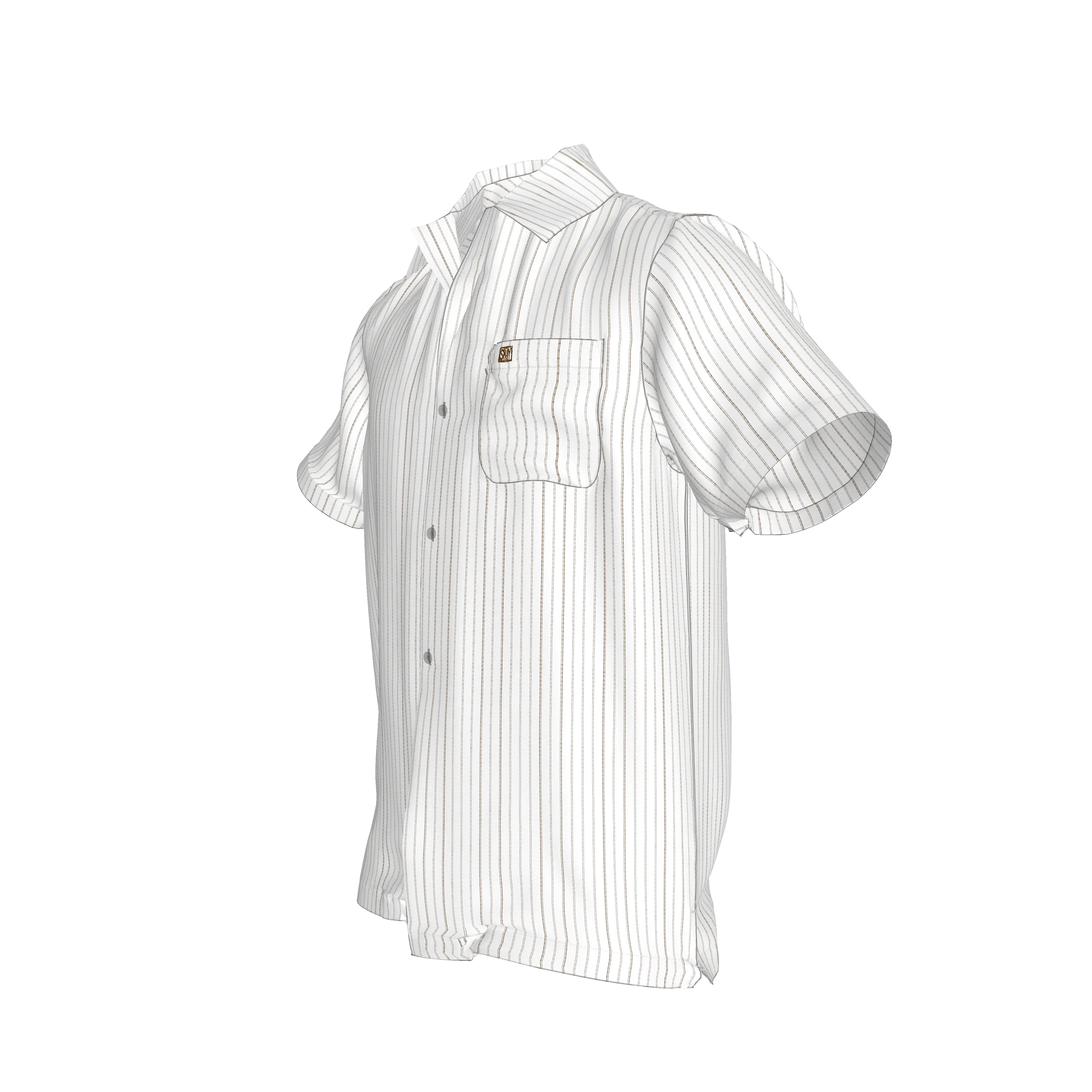 White on Black Trim Pinstripe on Short Sleeve Men’s Shirt with Collar - Wearable Fine Art by Shoosty