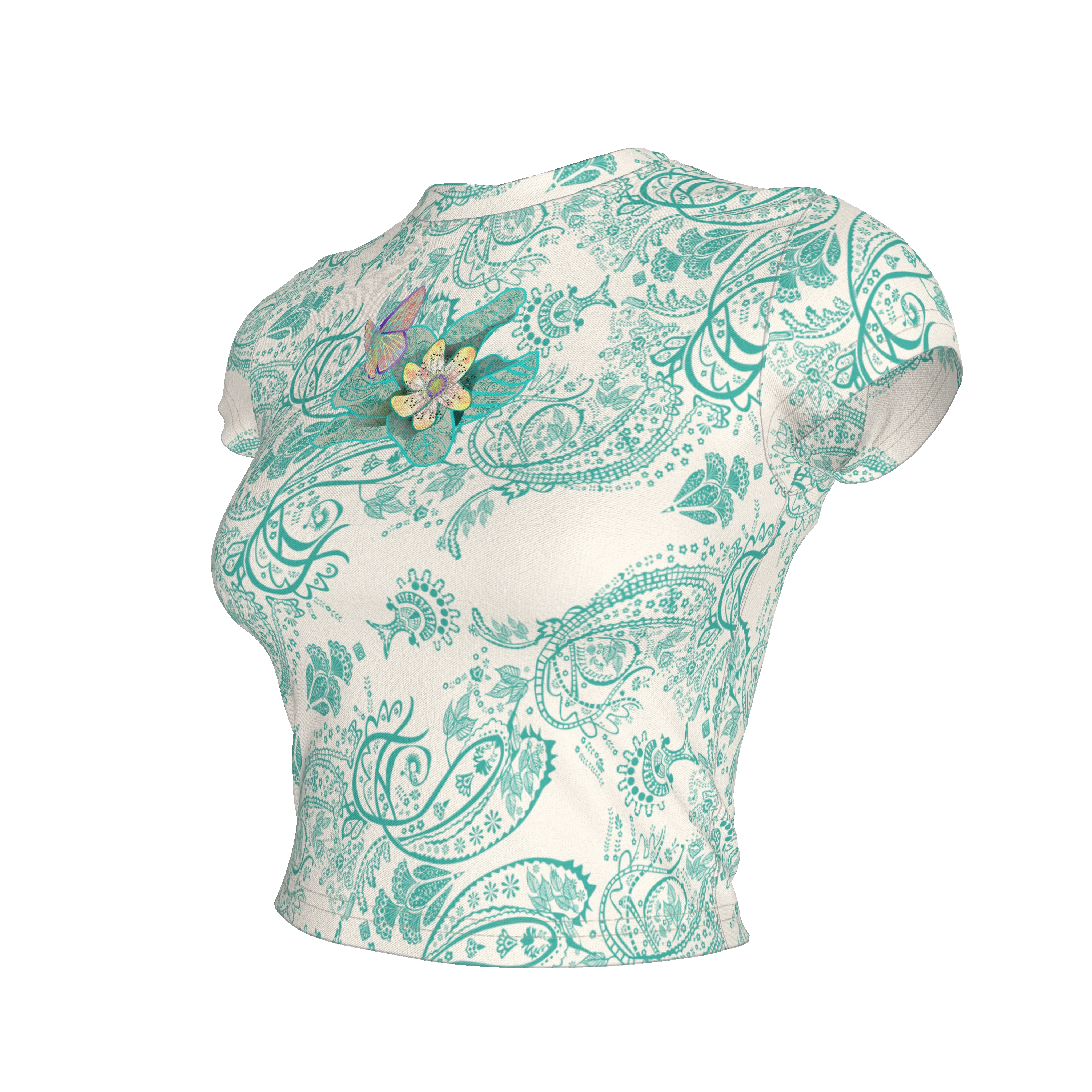 Blue Morpho Dreamscape Crop Top – Limited Edition Shoosty Bugs "Art Infestation" Museum Series - Wearable Fine Art by Shoosty